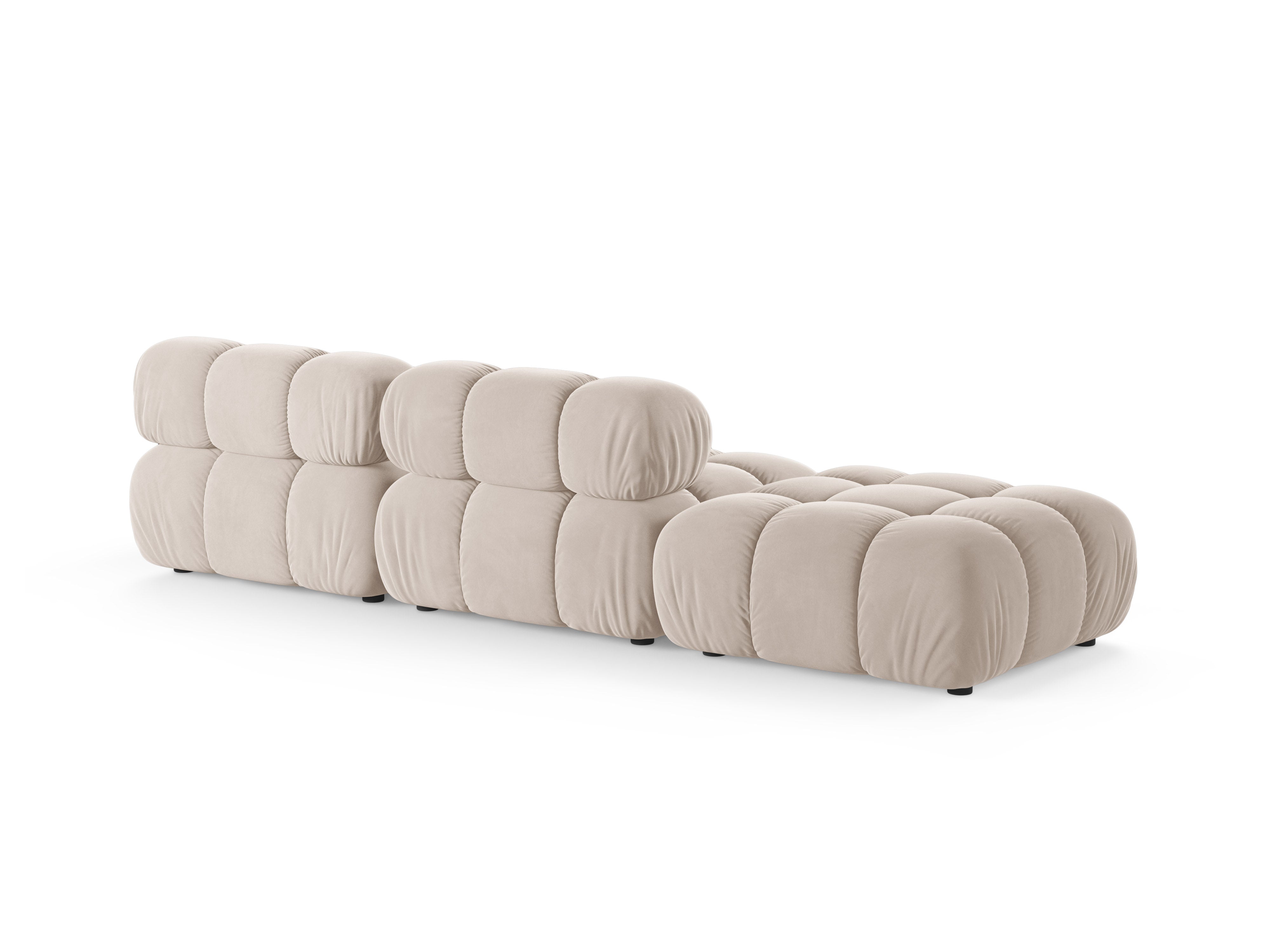 Modulaire open linker BELLIS bank in lichtbeige velours