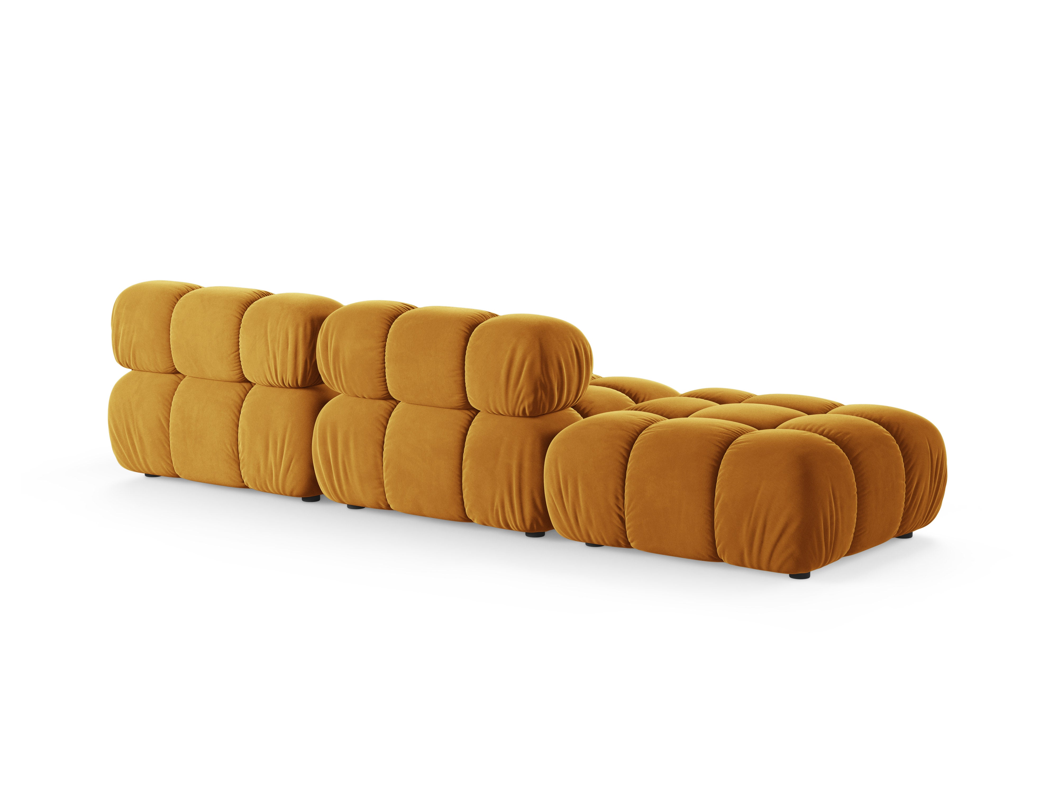Modulaire open linker BELLIS in mosterdkleurig velours