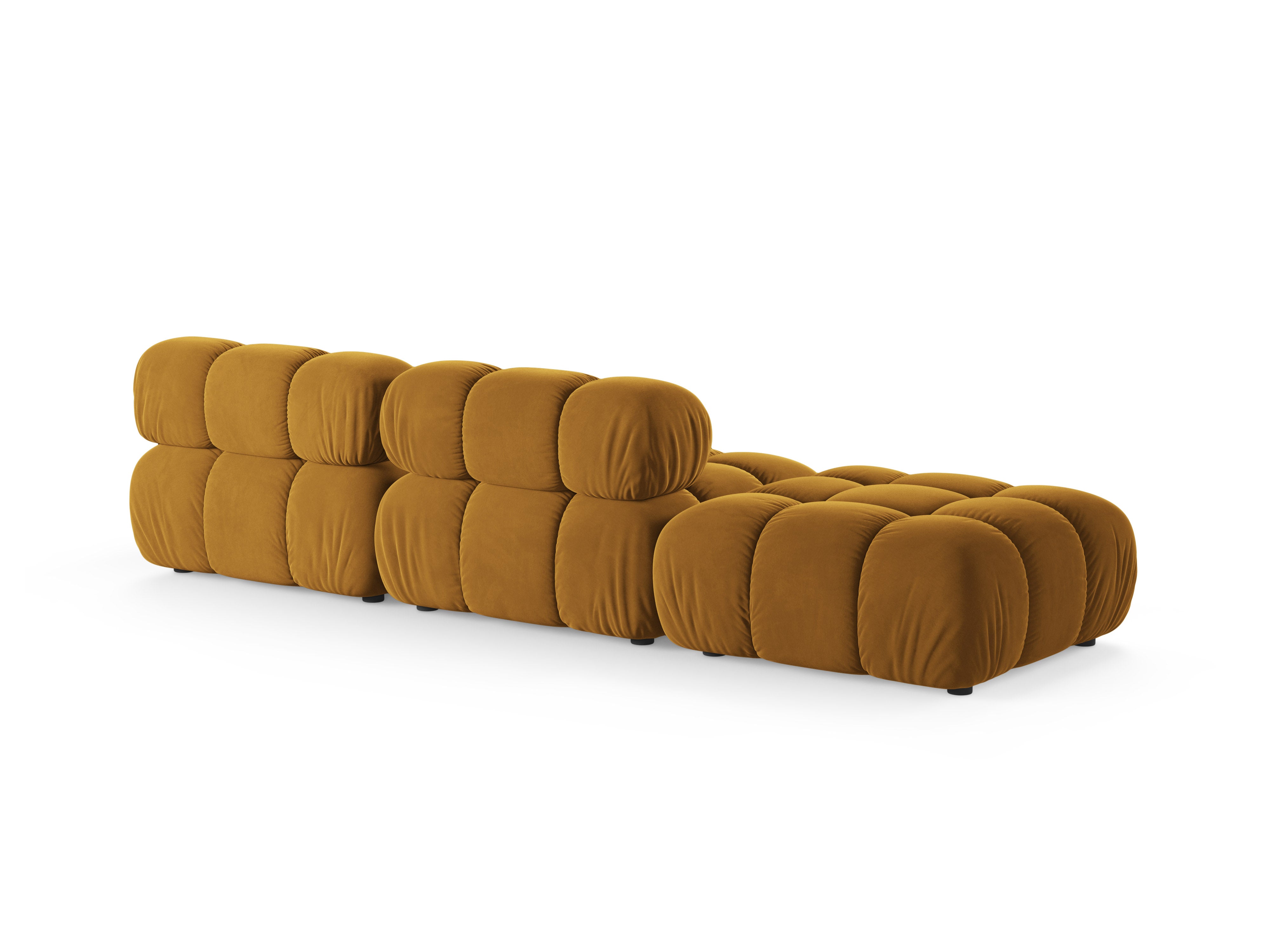 Modulaire fluwelen open linker BELLIS bank in mosterdkleur