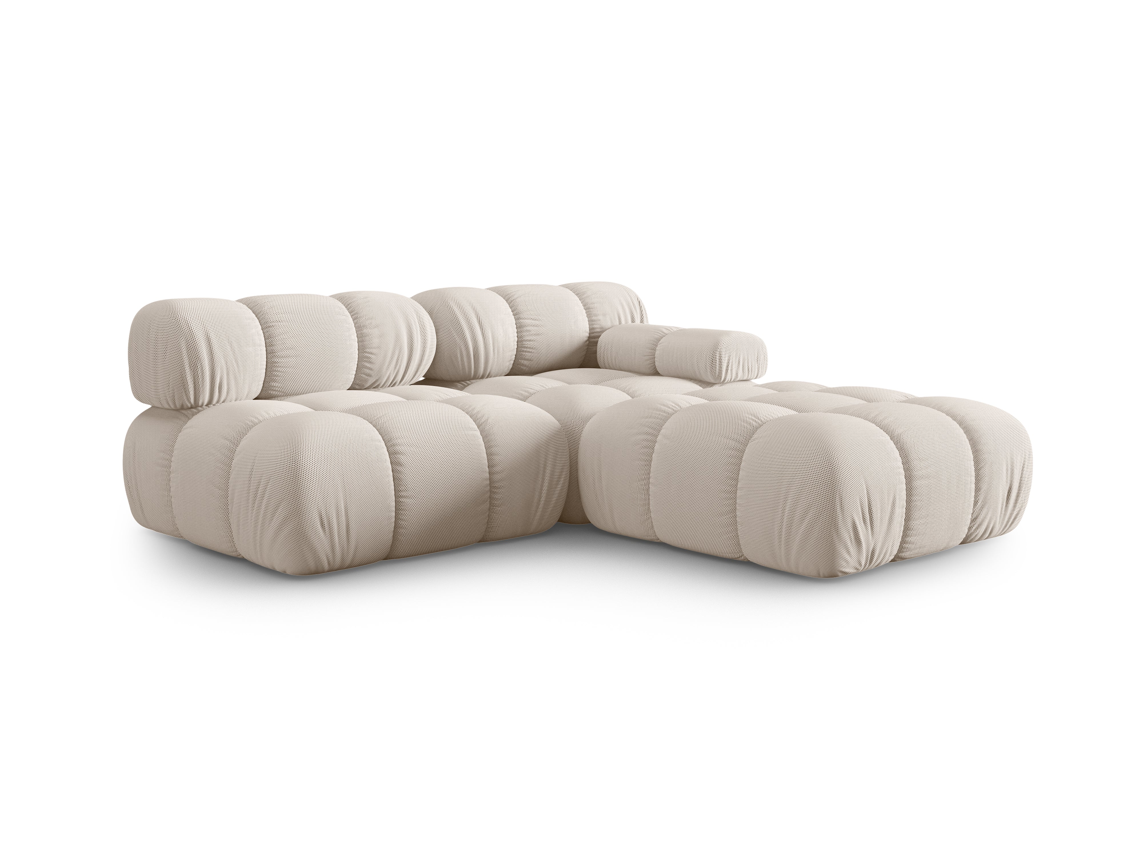 Modulaire open rechter BELLIS bank in beige 3D stof