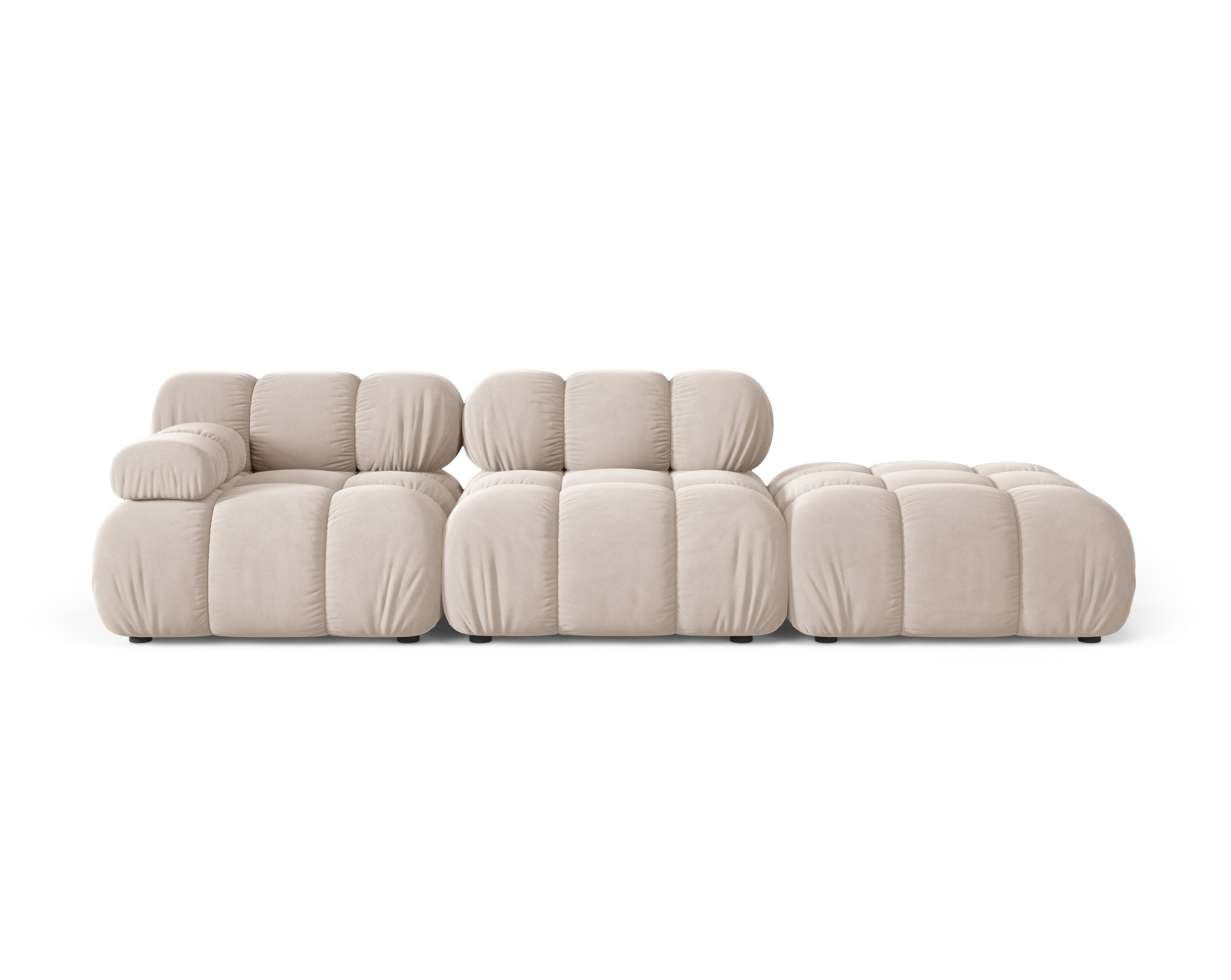 Modulaire open rechter BELLIS bank in lichtbeige velours
