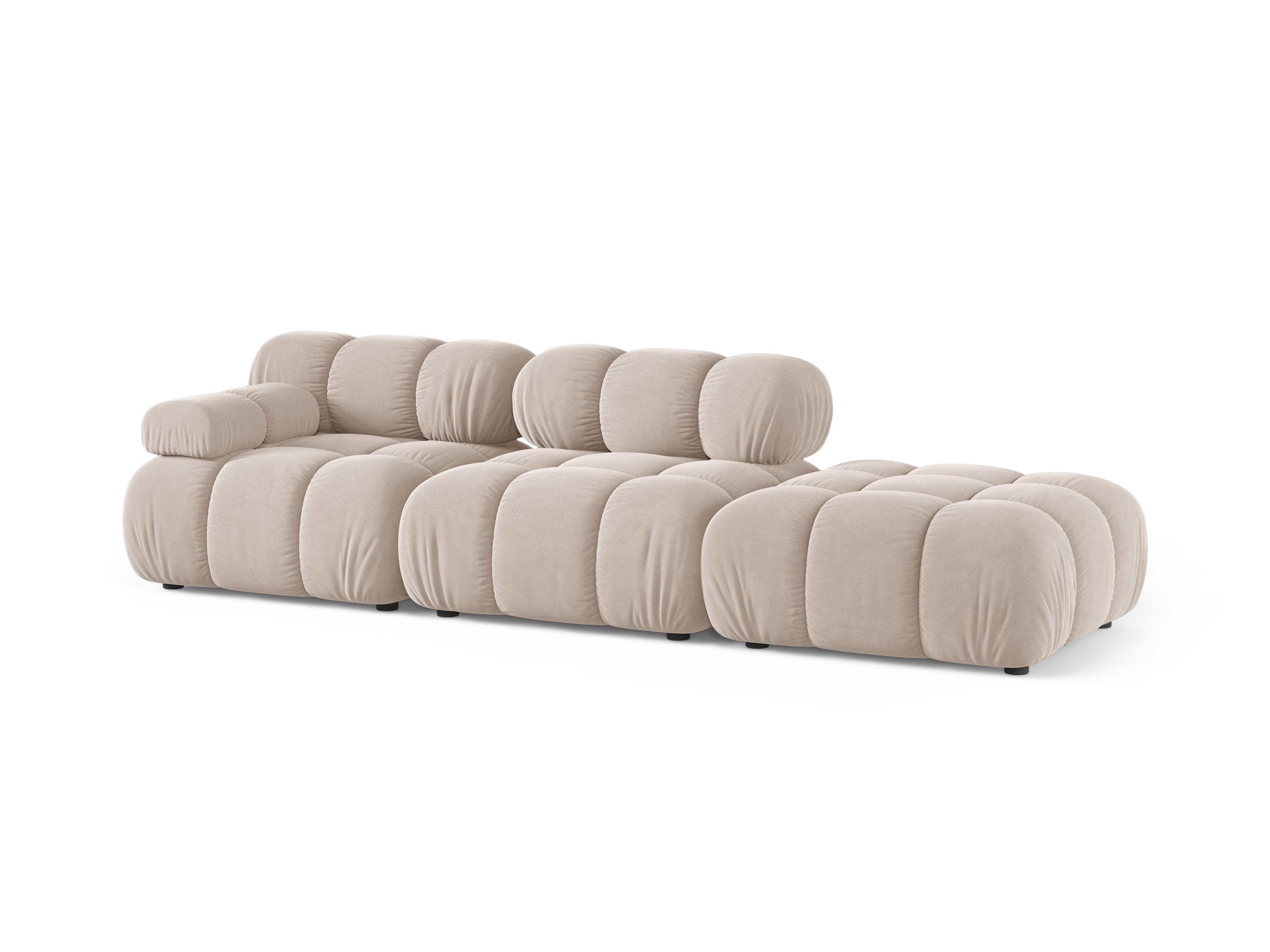 Modulaire open rechter BELLIS bank in lichtbeige velours