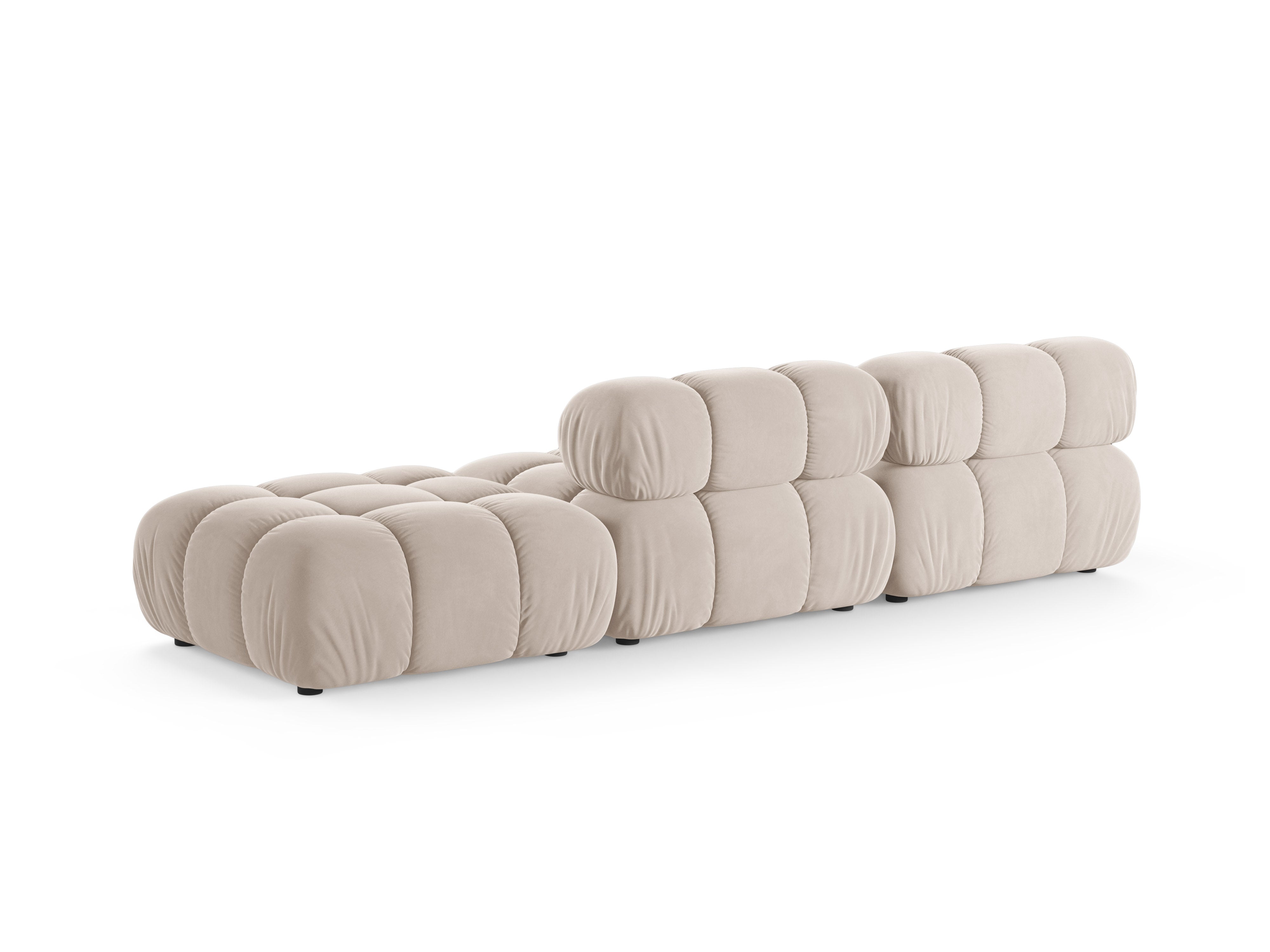 Modulaire open rechter BELLIS bank in lichtbeige velours