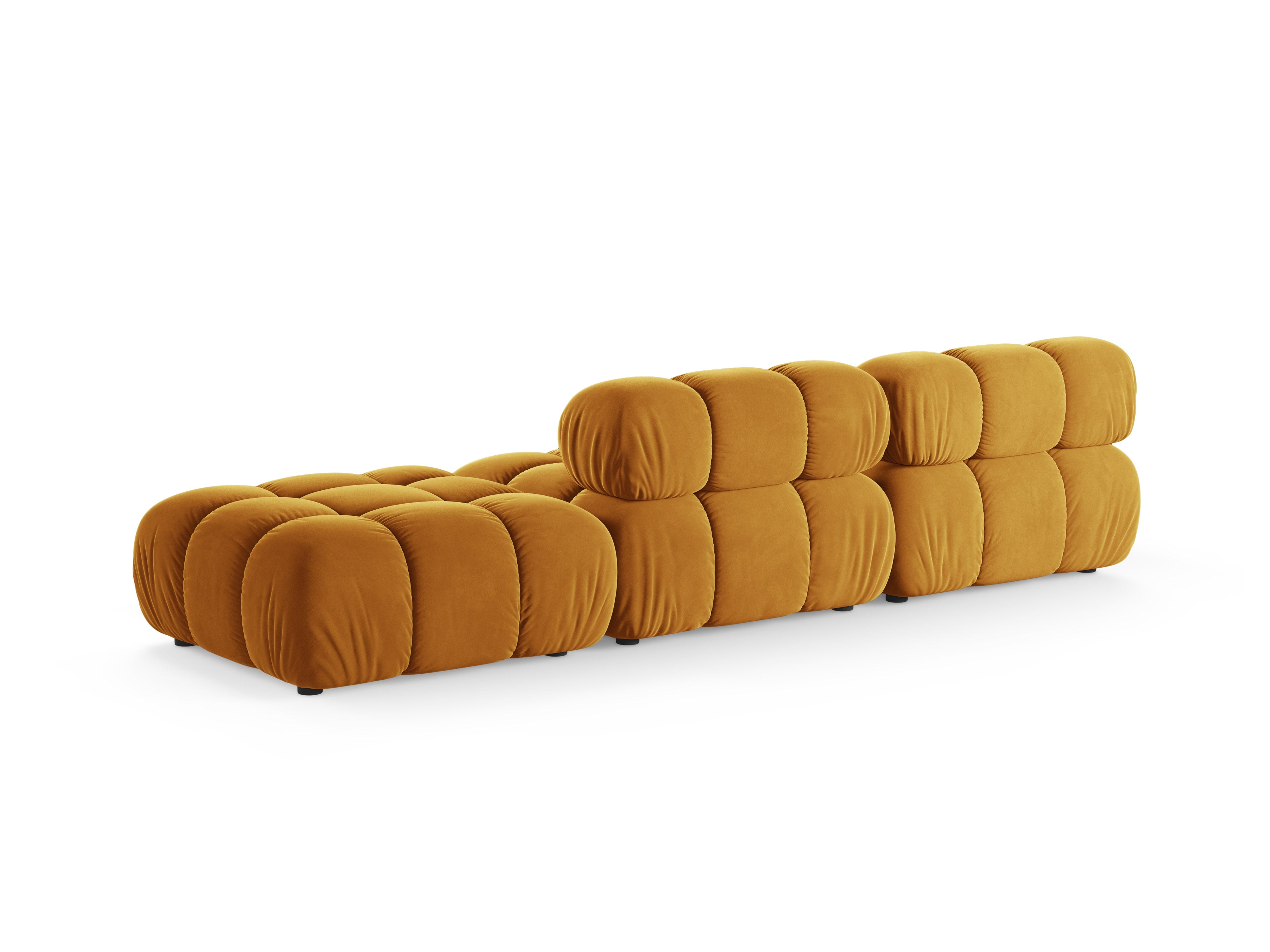 Modulaire open rechter BELLIS bank in mosterdkleurig velours