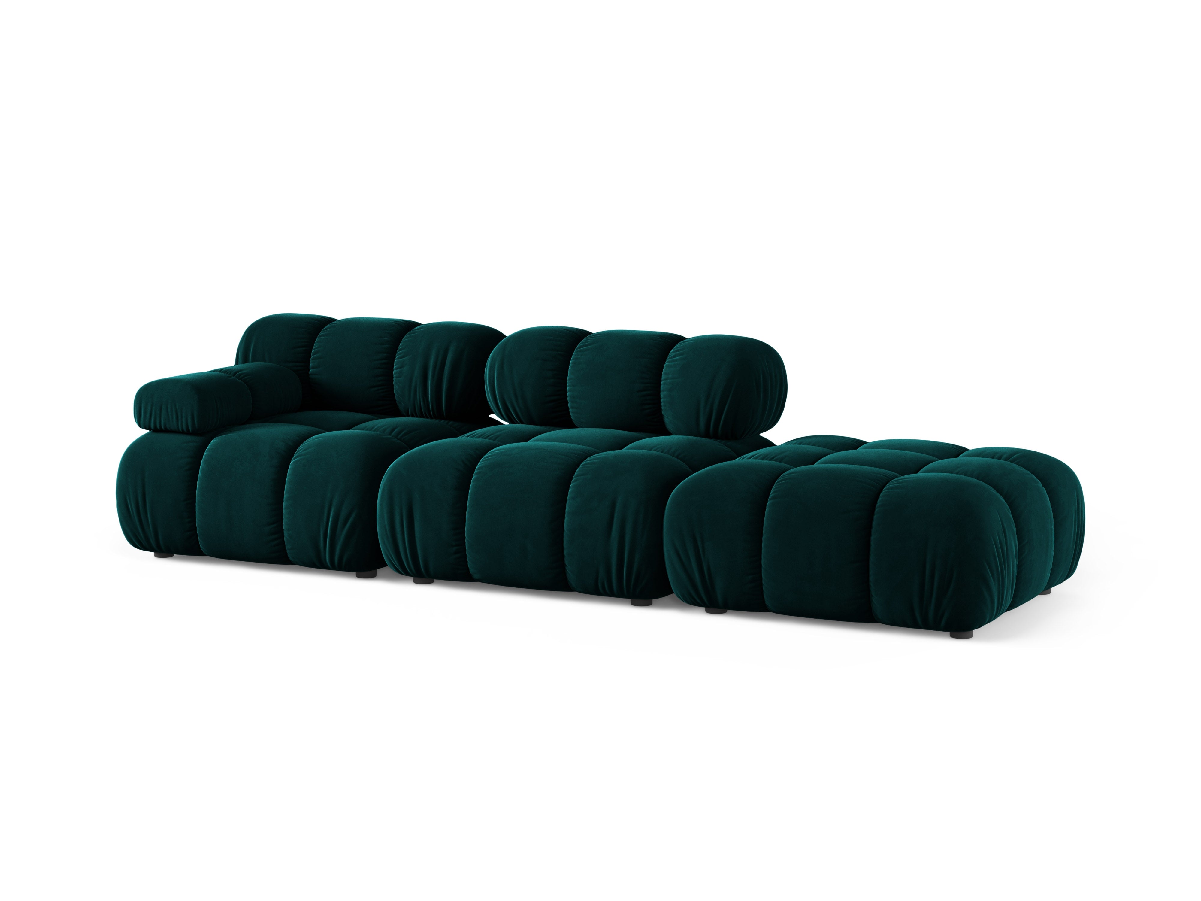 Modulaire open rechter BELLIS bank in diep petrol velours