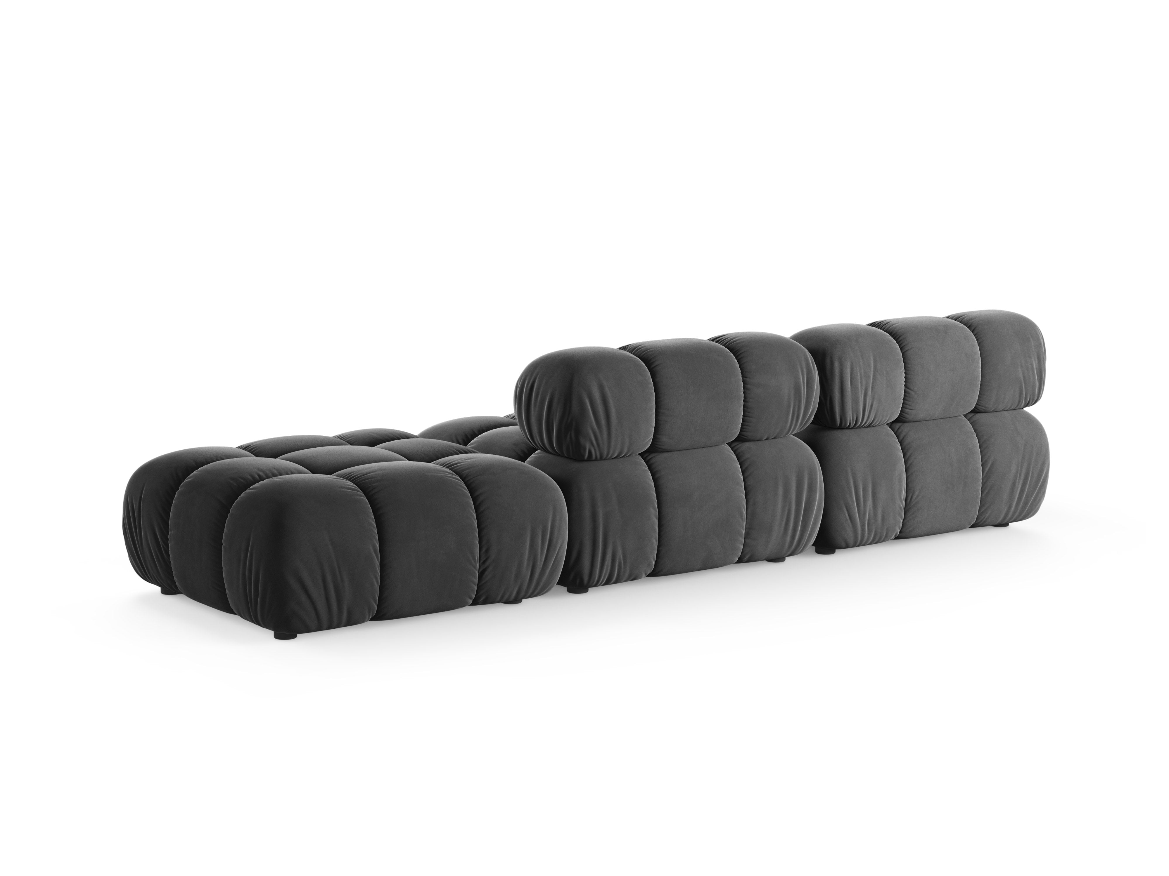Modulaire open rechter BELLIS bank in donkergrijs velours