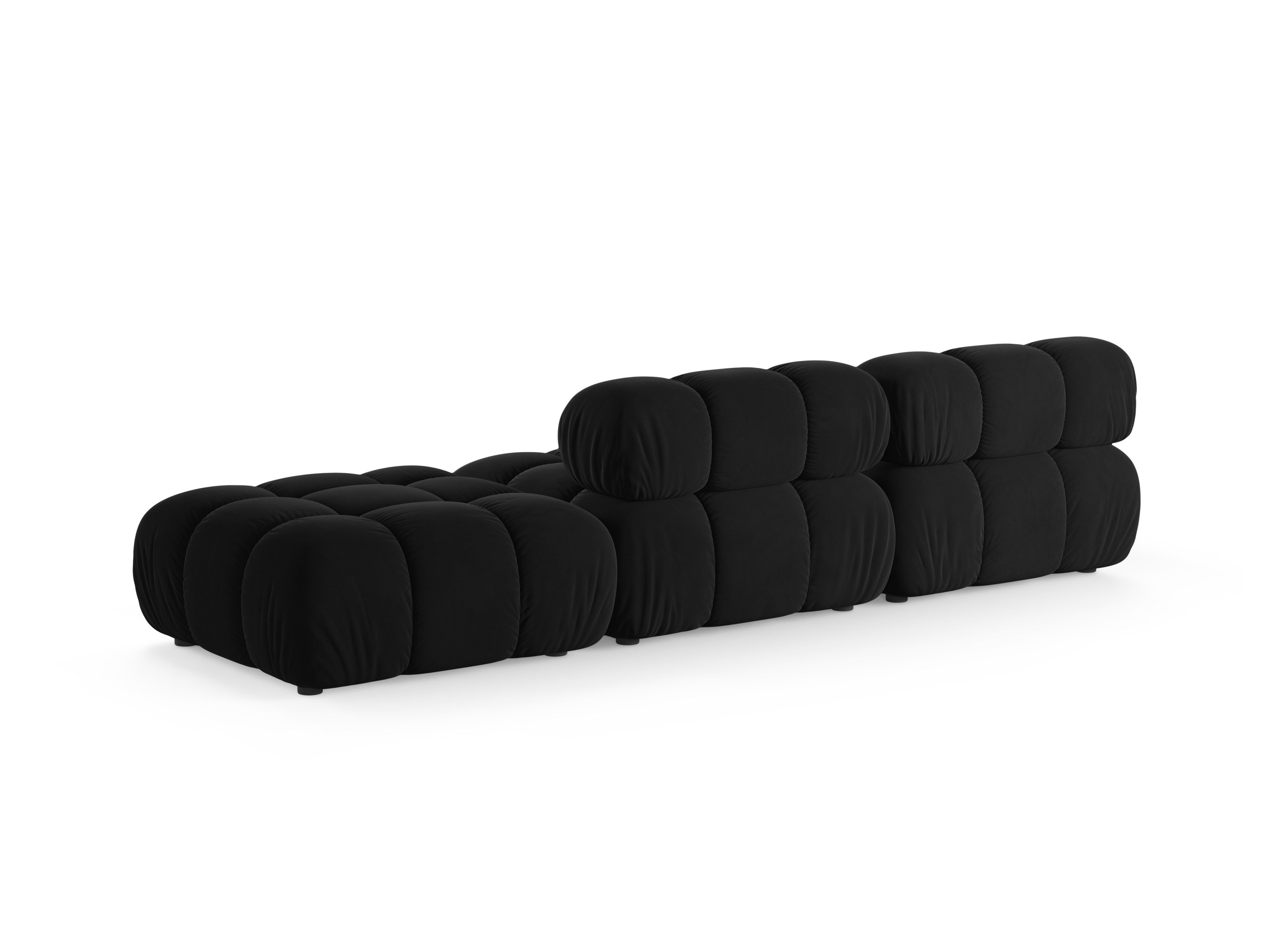 Modulaire fluwelen bank BELLIS, open, rechtszijdig, zwart