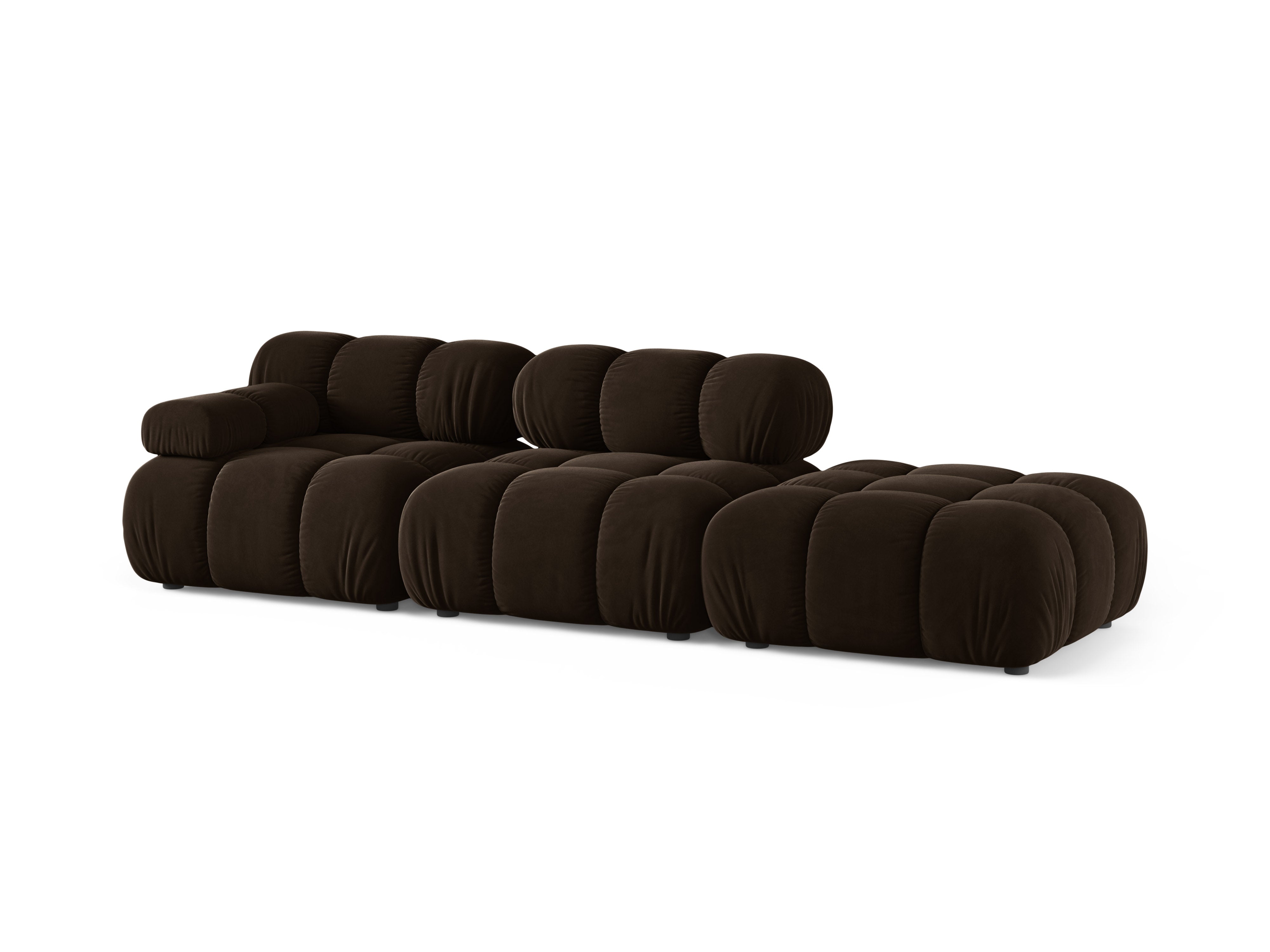 Modulaire fluwelen bank BELLIS, open, rechtszijdig, chocoladebruin