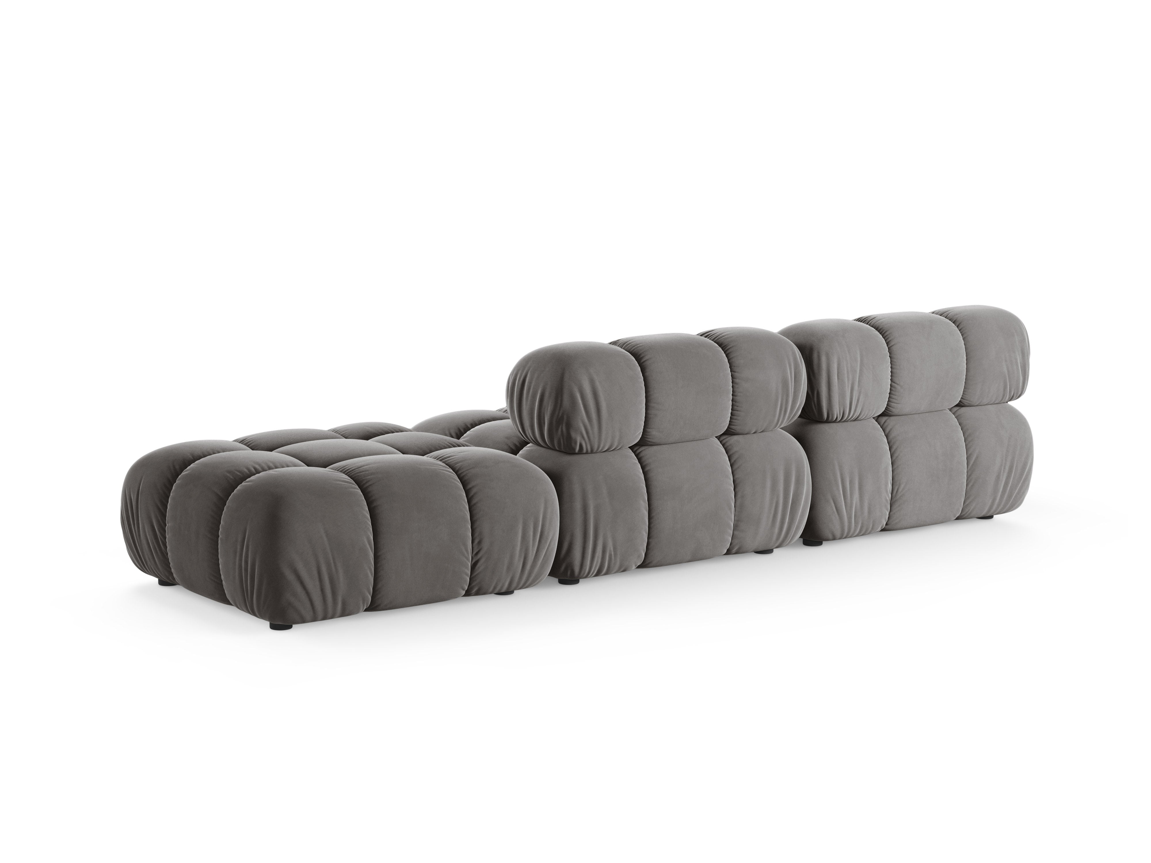 Modulaire fluwelen bank rechts open BELLIS grijs