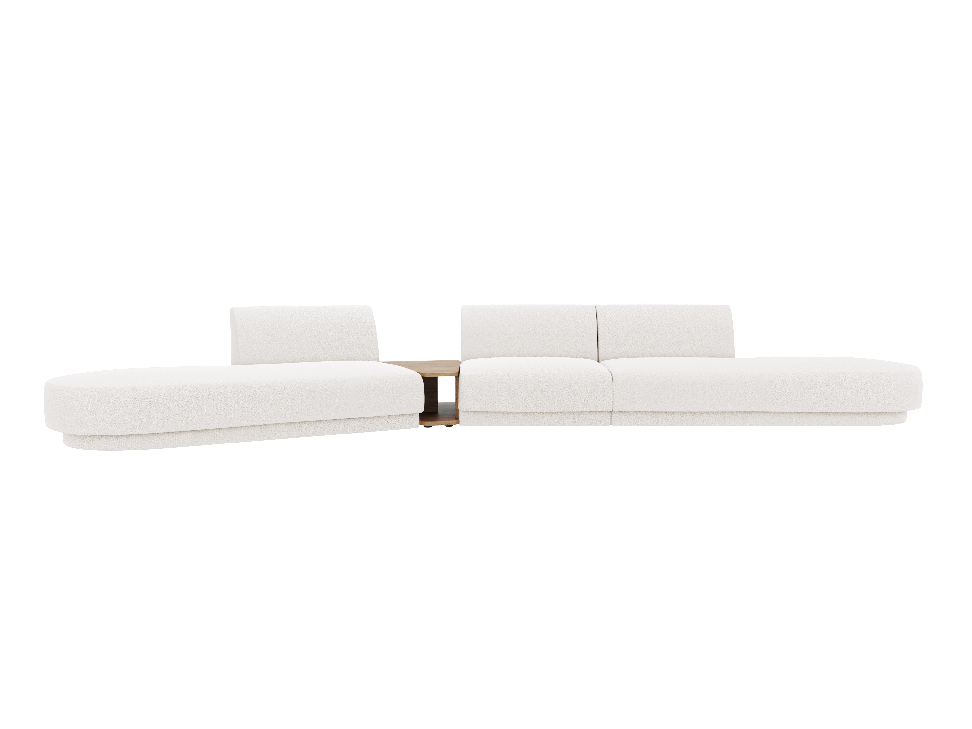 Modulares Sofa links mit Tisch für 5 Personen MILEY weiß Boucle