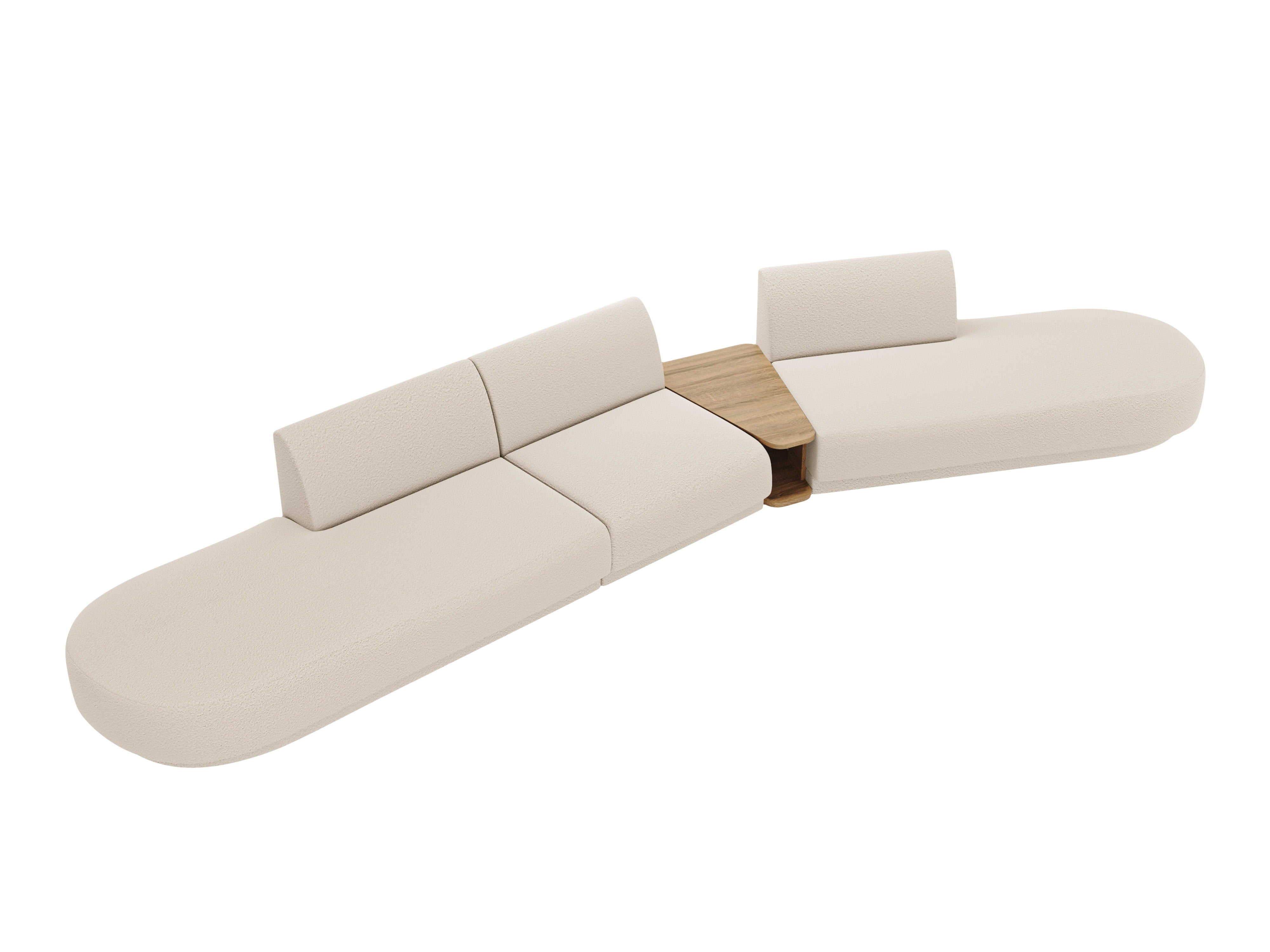 Right-facing modular sofa with table for 5 people MILEY beige boucle