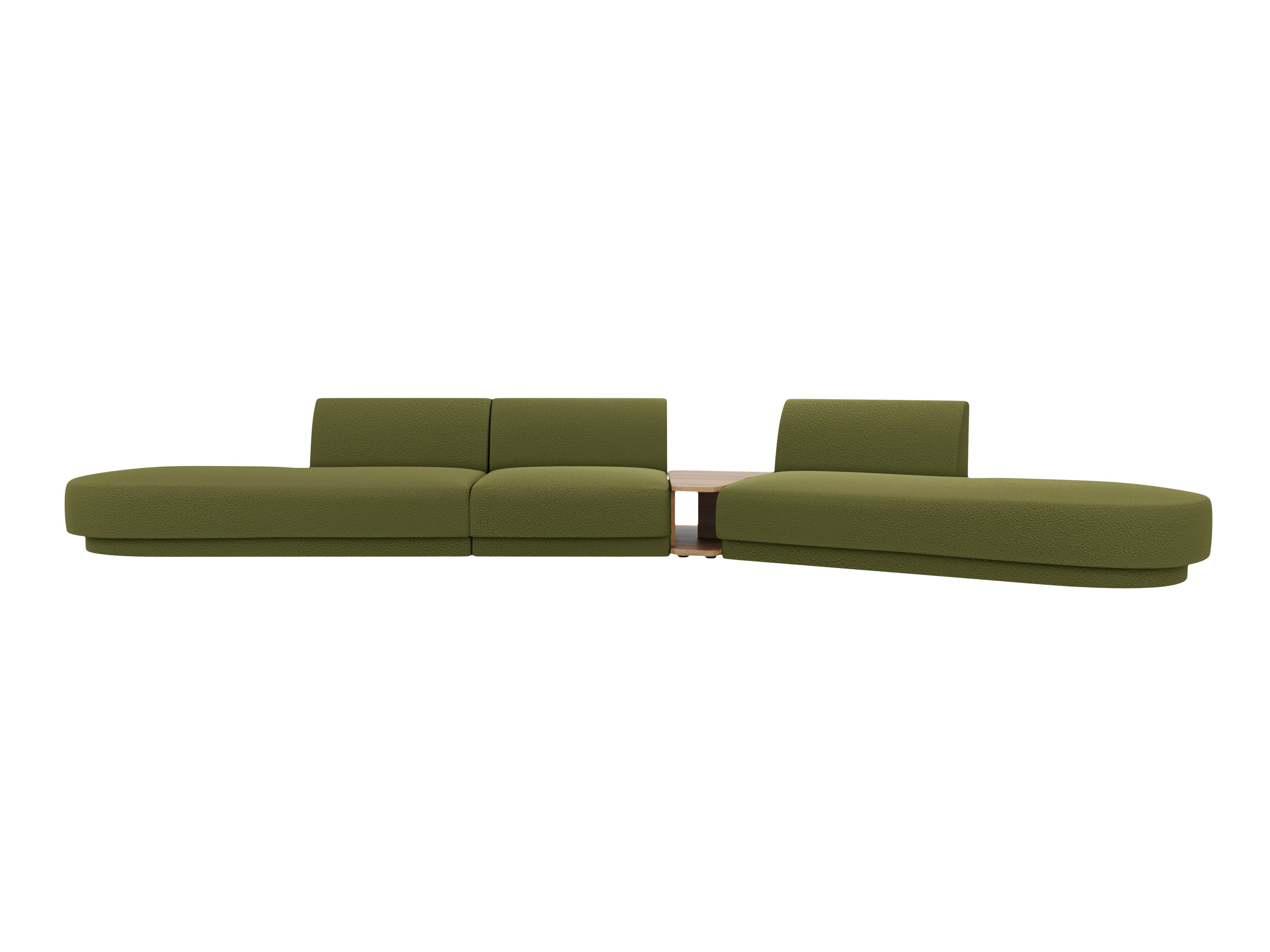 Modulares Sofa mit Tisch, 5-Sitzer MILEY, grün Boucle