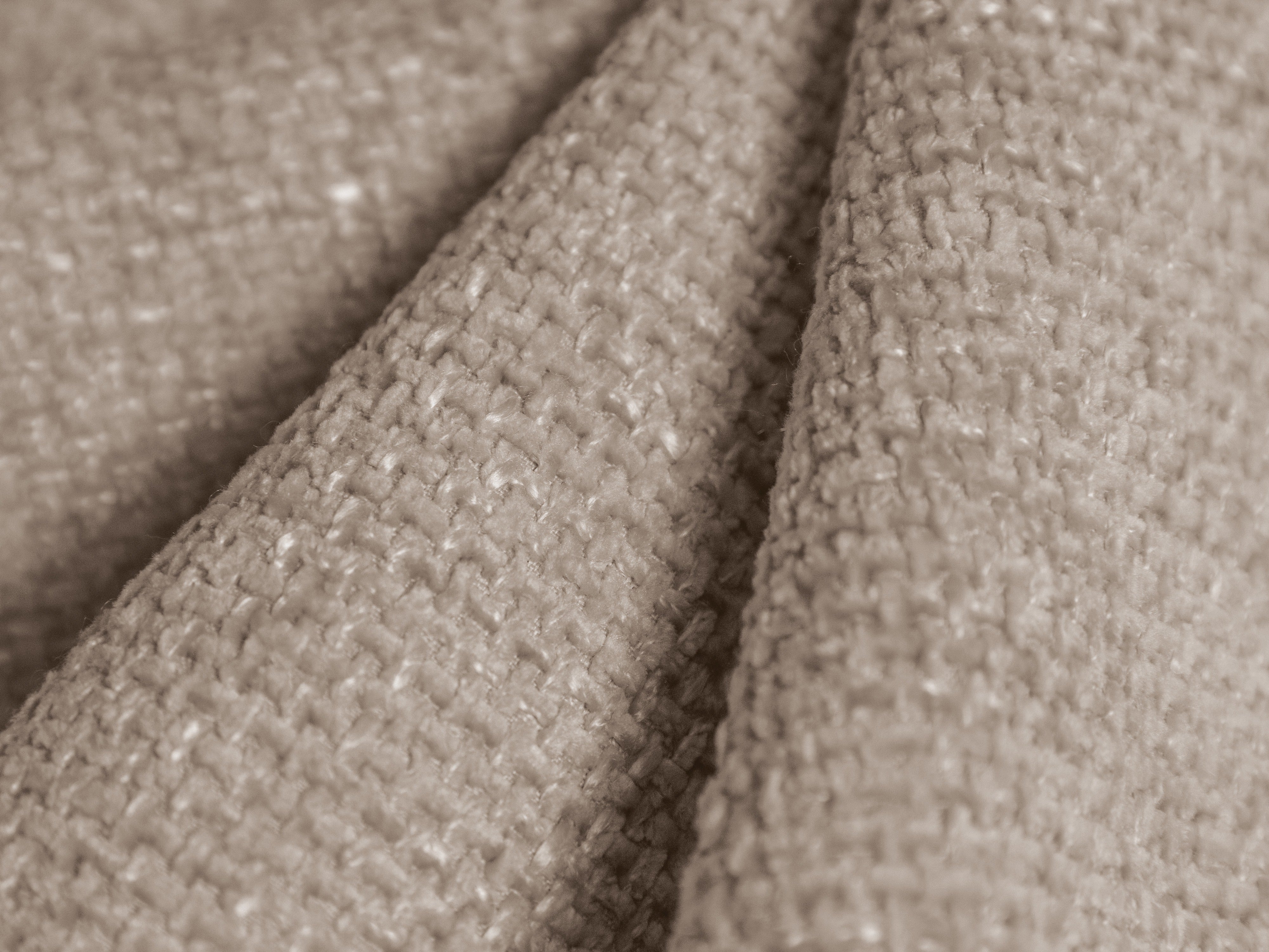 Modularsofa rechtsseitig mit Tisch für 5 Personen MILEY beige schimmerndes Chenille