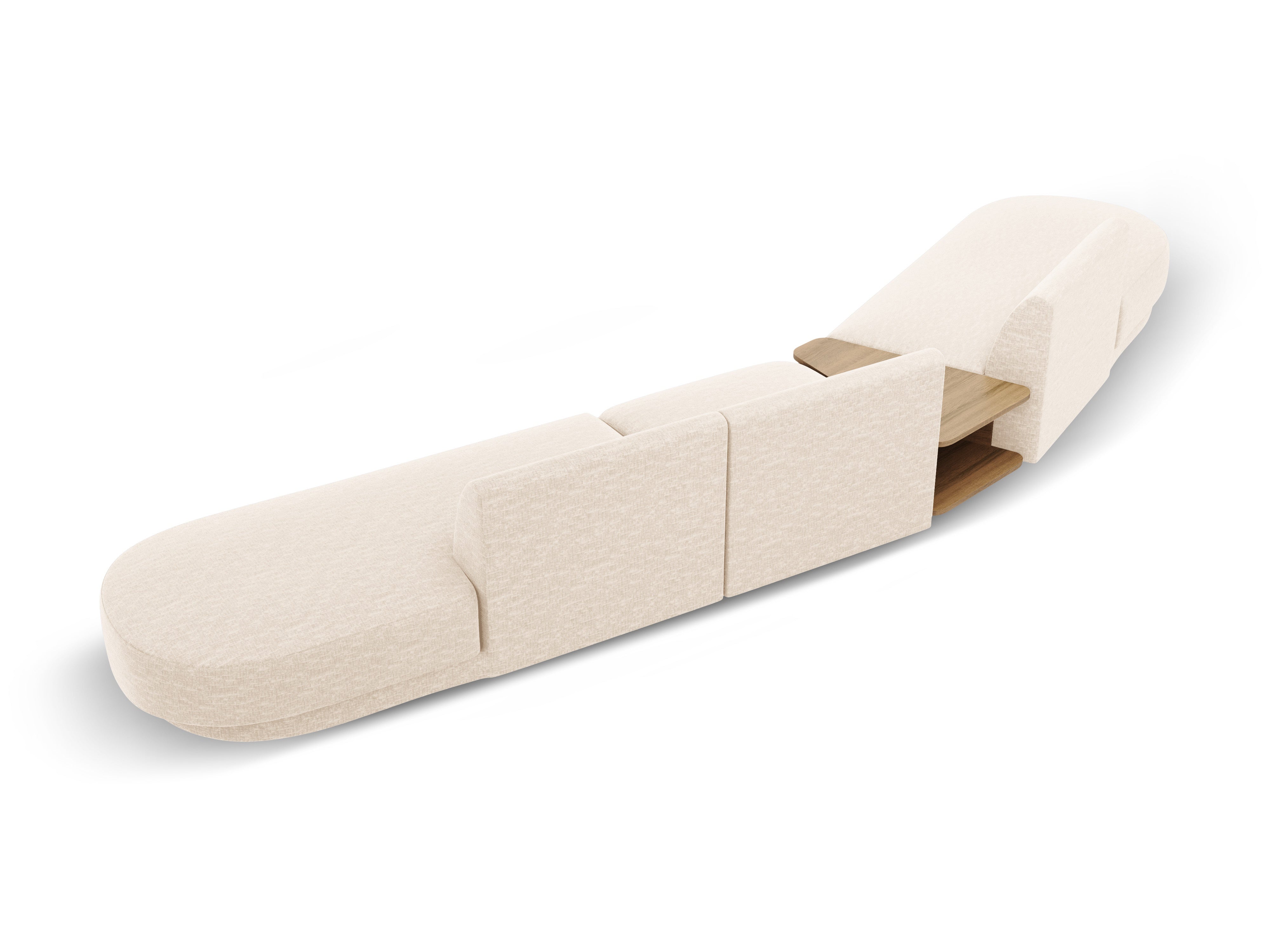 Modulares Sofa links mit Tisch für 5 Personen MILEY Elfenbein Chenille