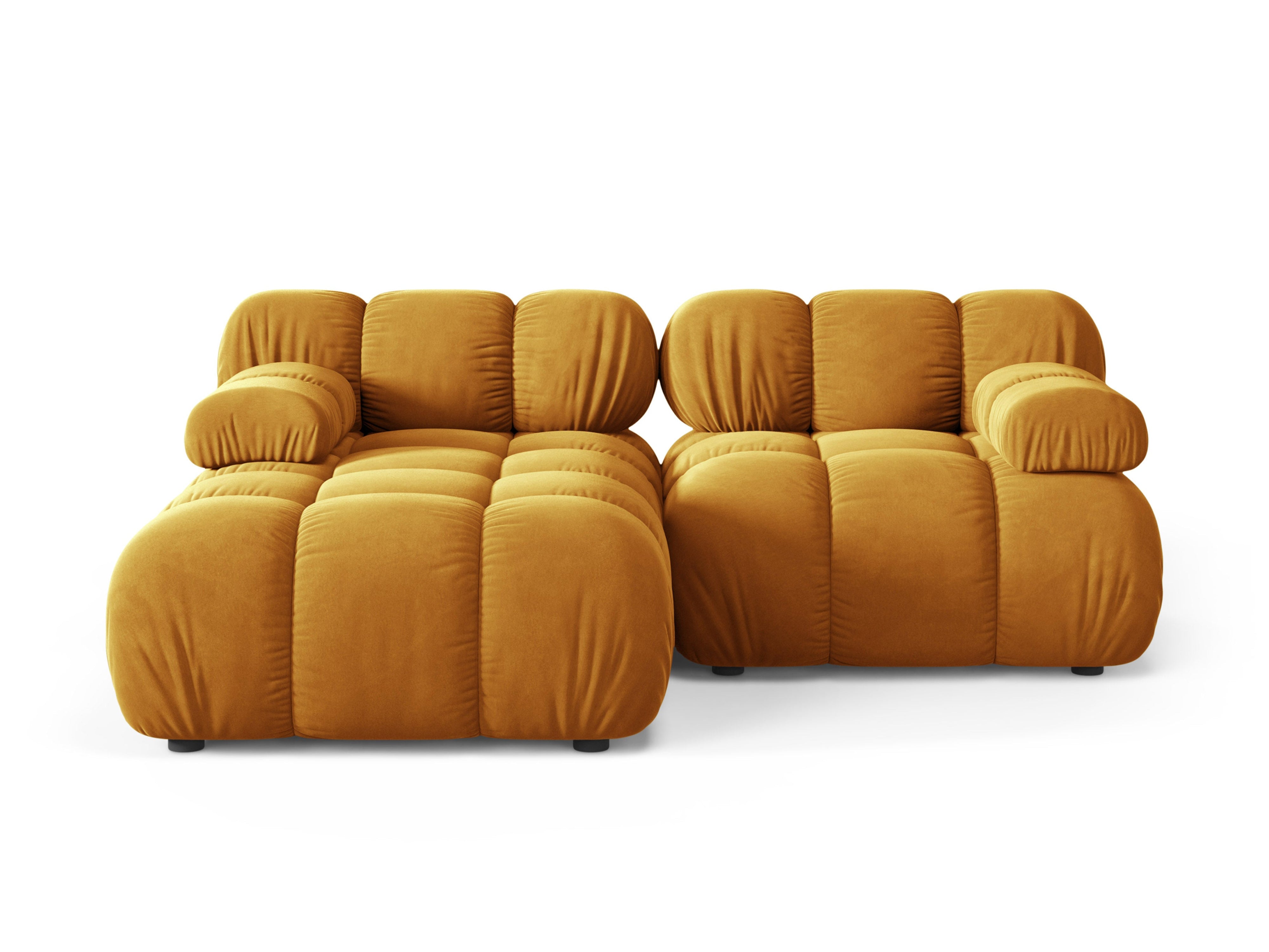 Tweedelige linker BELLIS hoekbank in mosterdkleurig velours