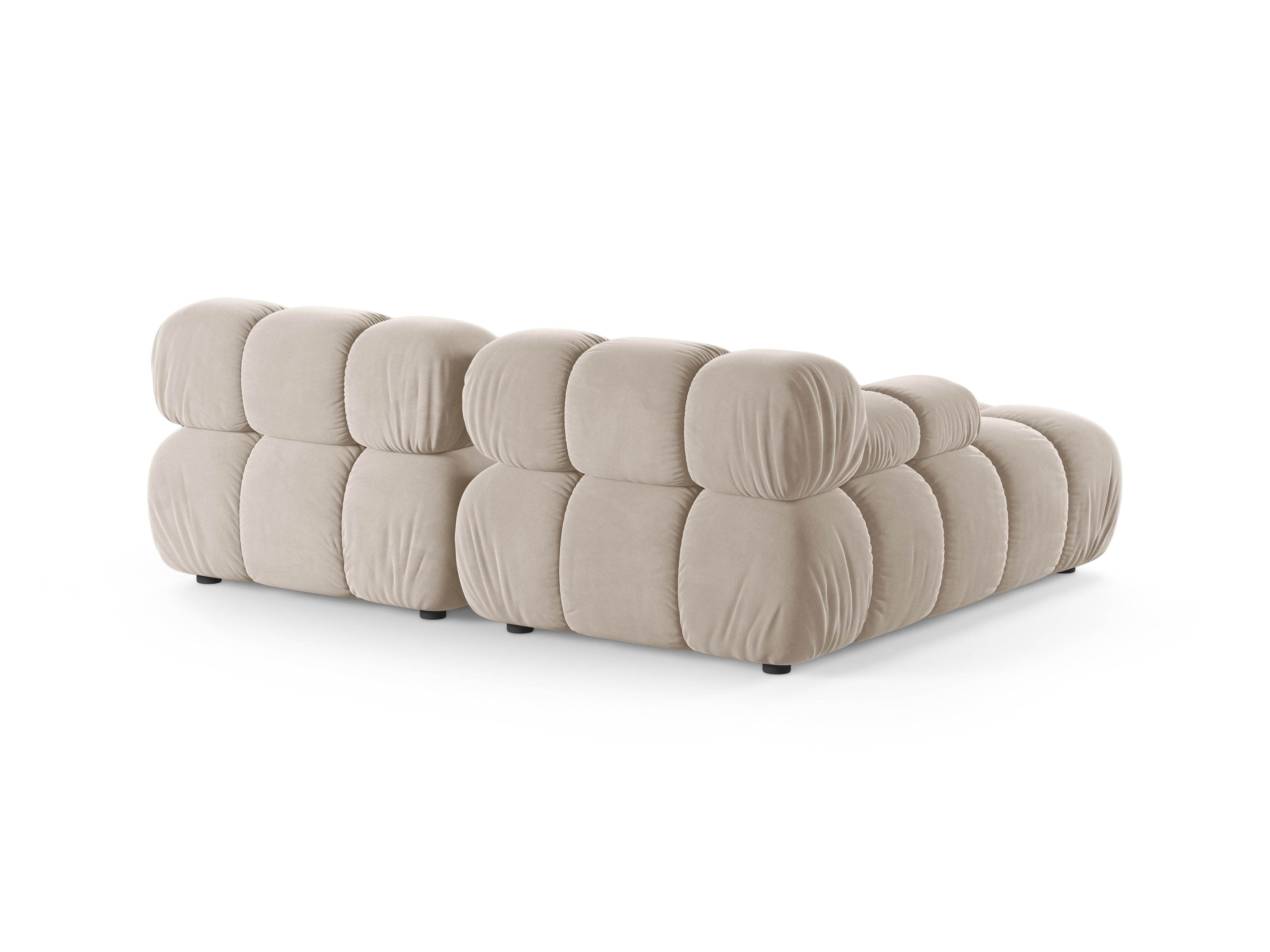 Beige BELLIS 2-zits fluwelen hoekbank links