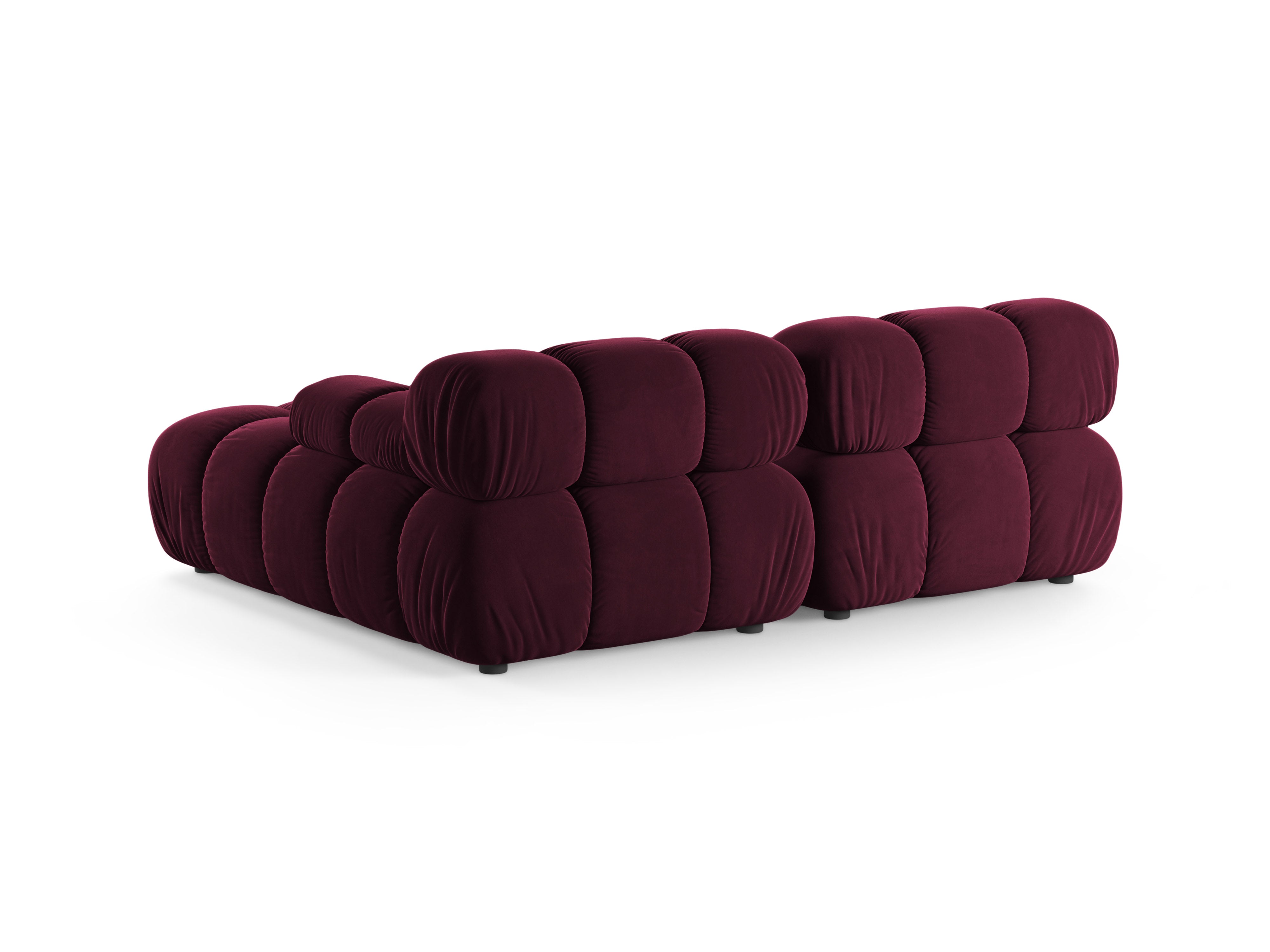 Tweepersoons hoekbank rechts BELLIS in bordeauxkleurig velours