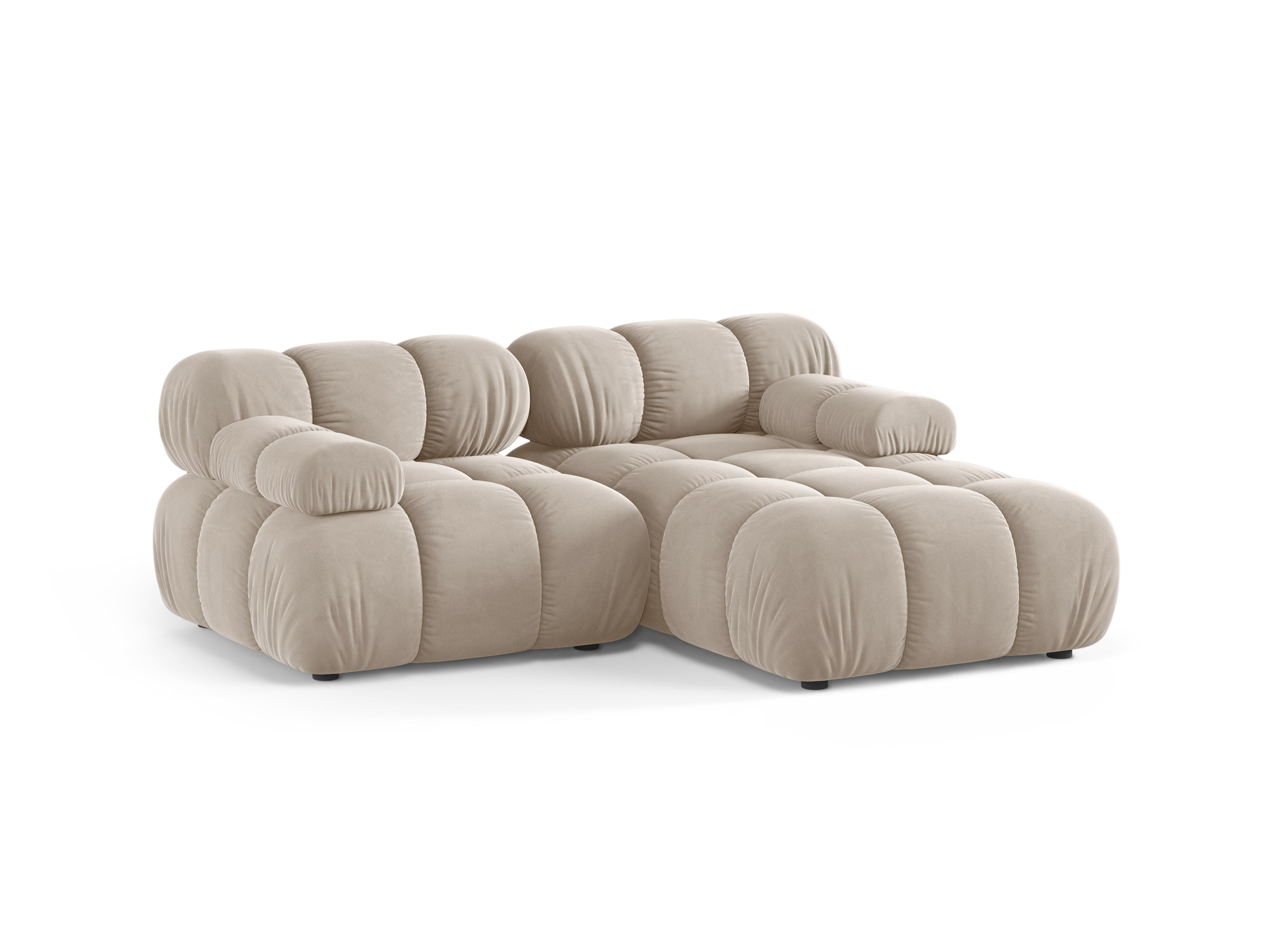 Beige BELLIS 2-zits fluwelen hoekbank rechts