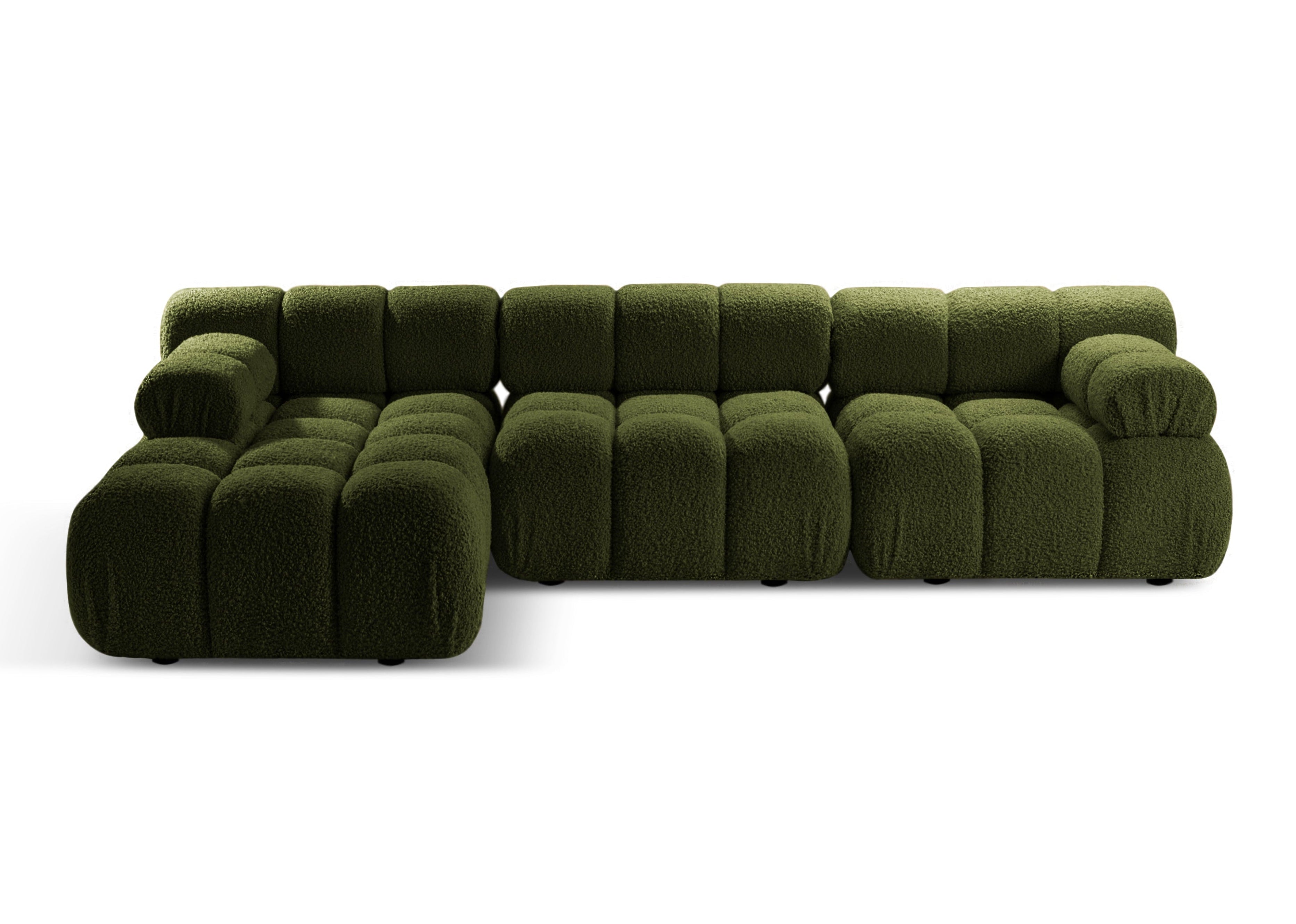 Driepersoons linkerhoekbank BELLIS in groene boucle