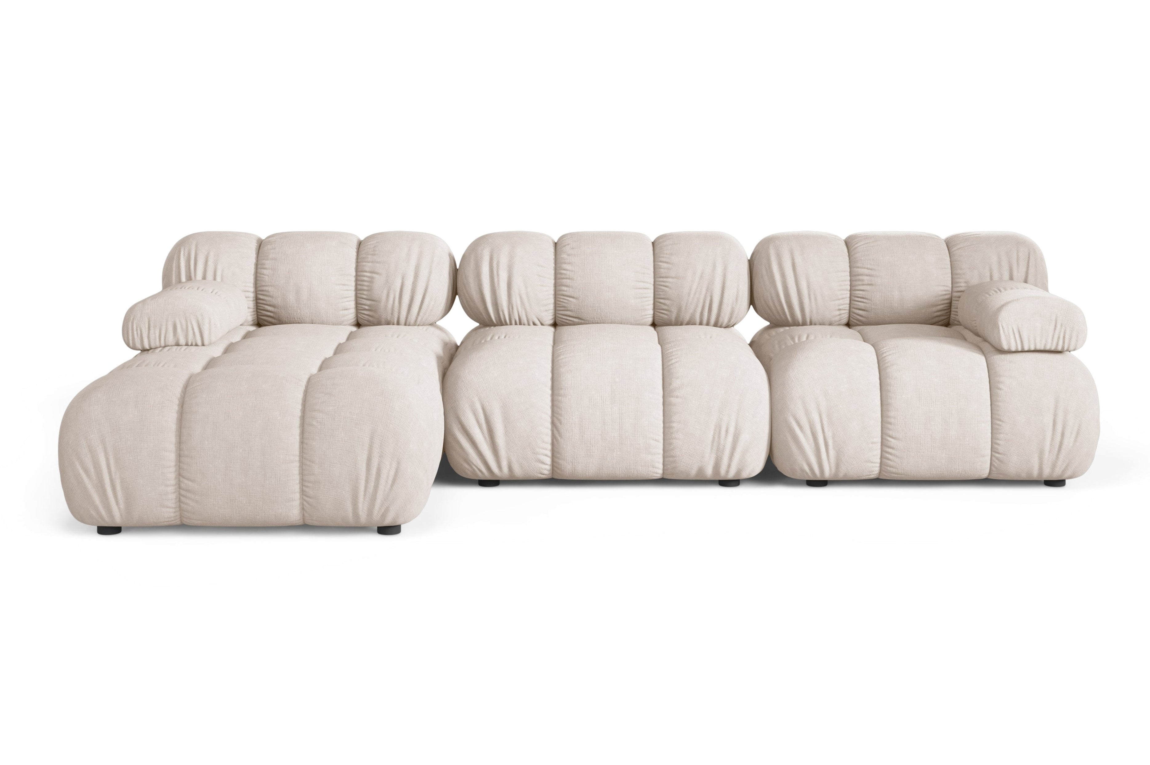 Beige 3-zits linksdraaiende BELLIS hoekbank