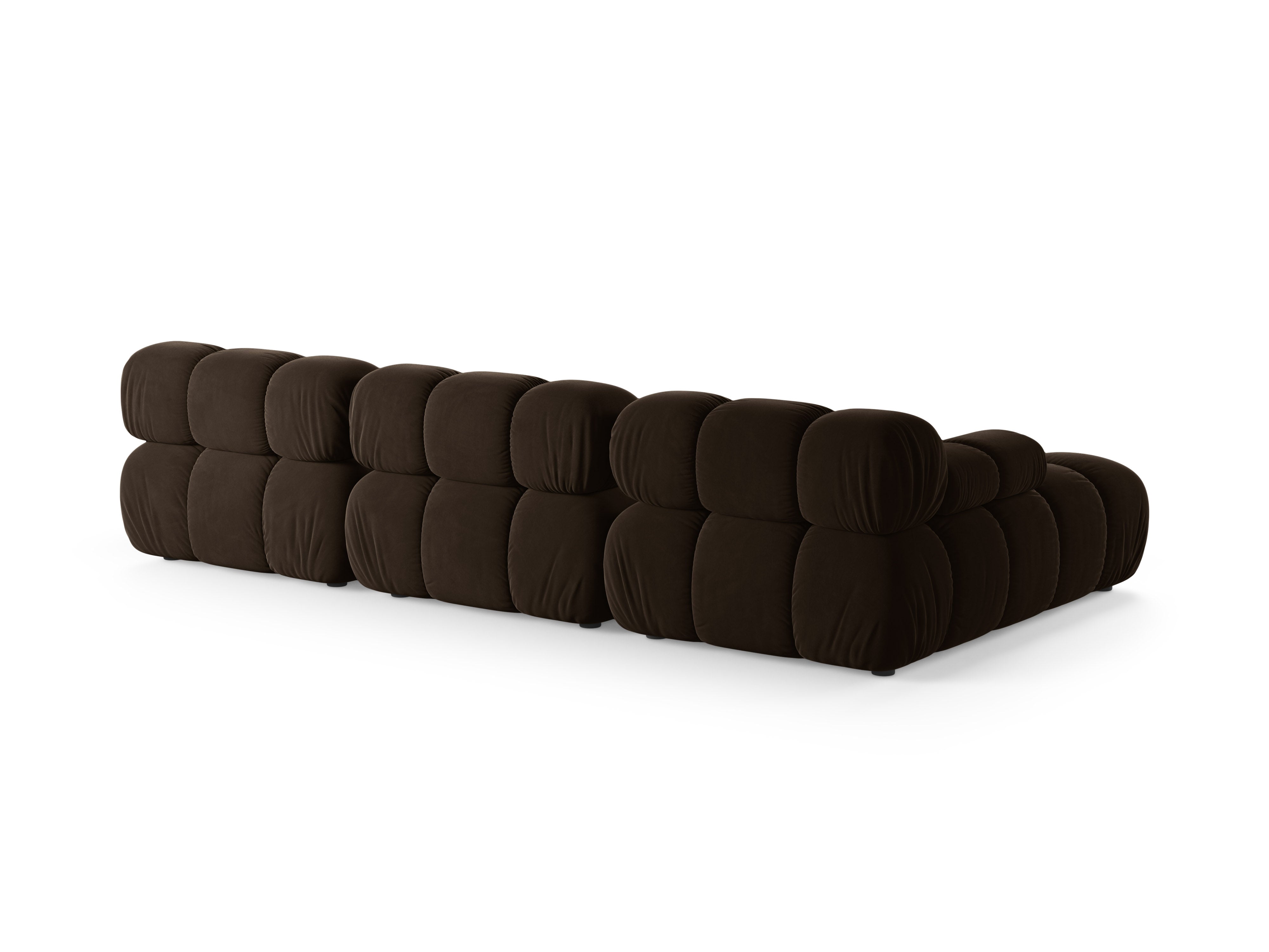 Chocolade 3-zits fluwelen hoekbank BELLIS links