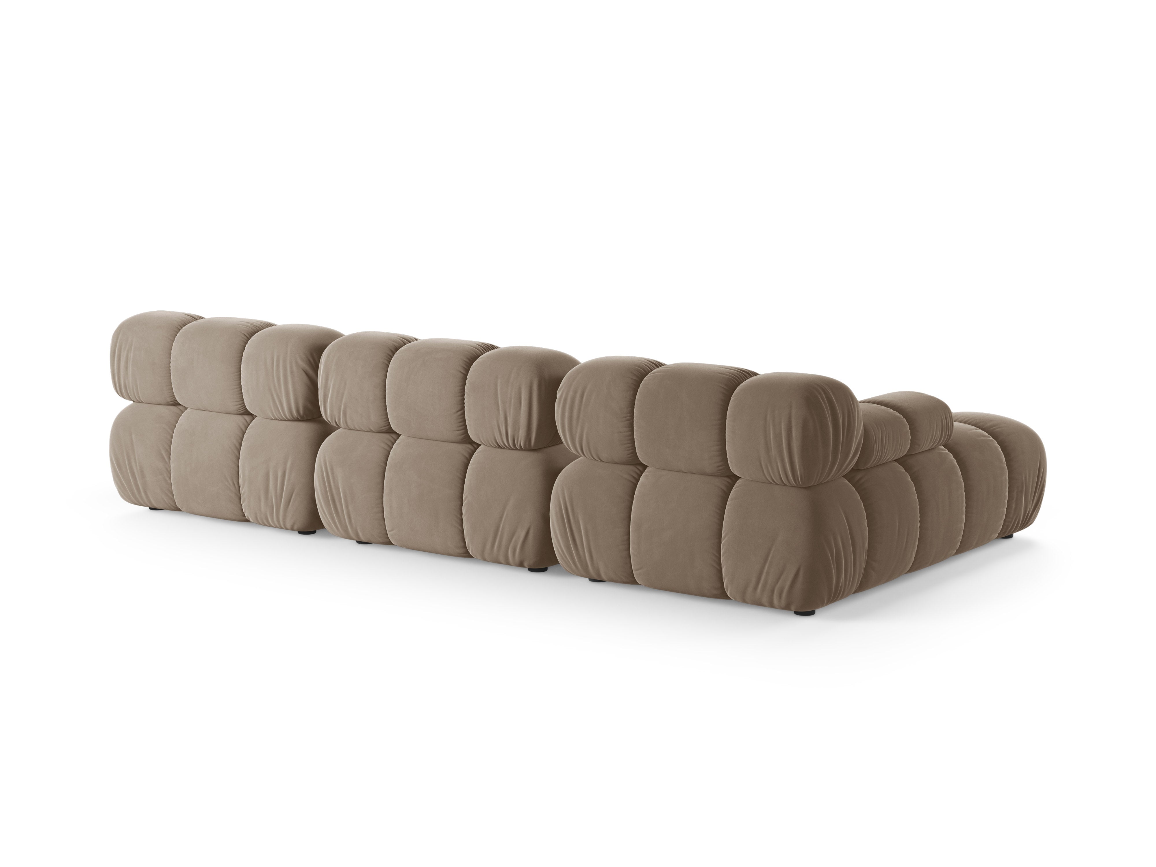 Velours hoekbank voor 3 personen, links, BELLIS cappuccino