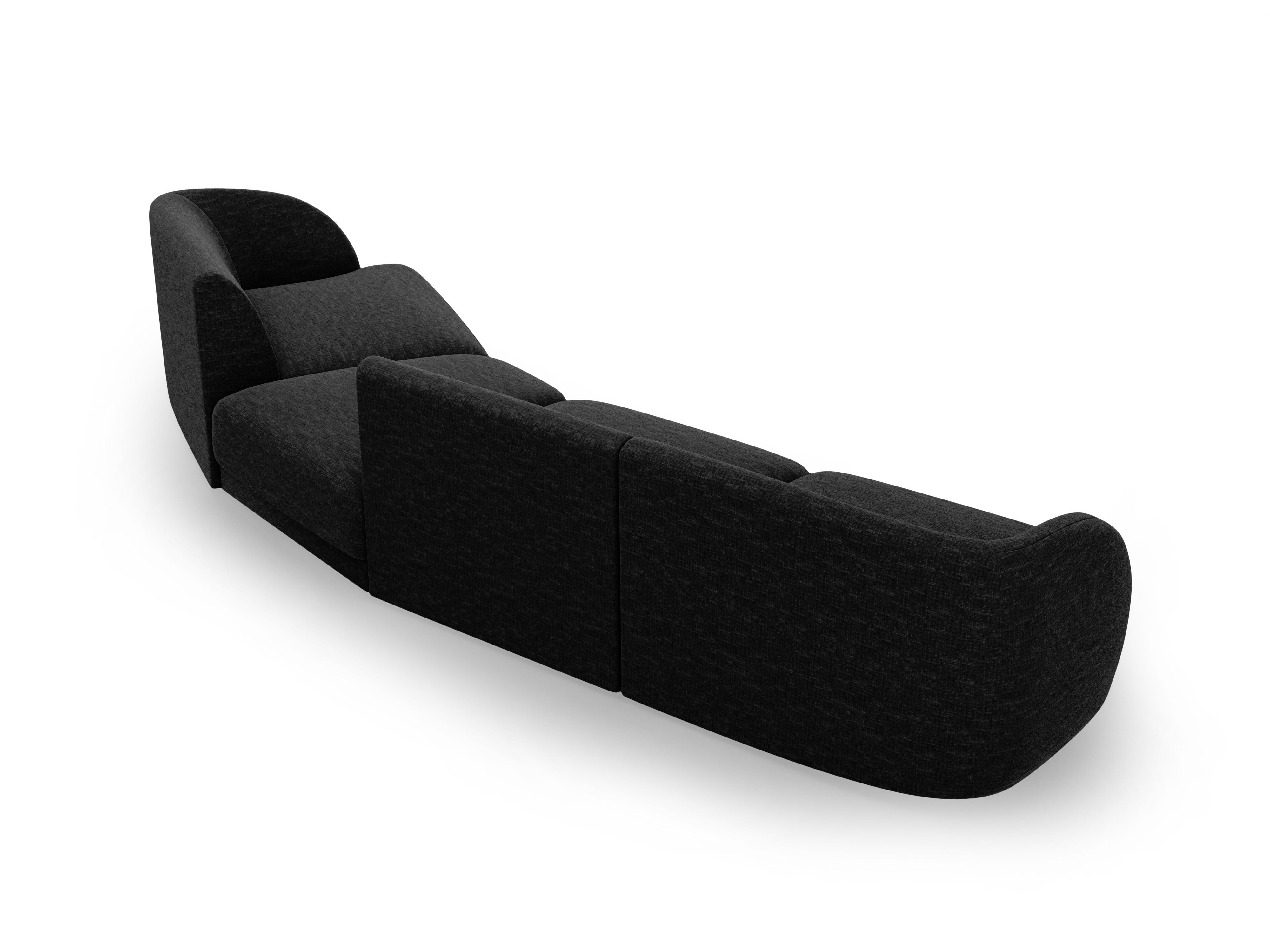 Modularsofa rechtsseitig für 6 Personen MILEY schwarzer schimmernder Chenille