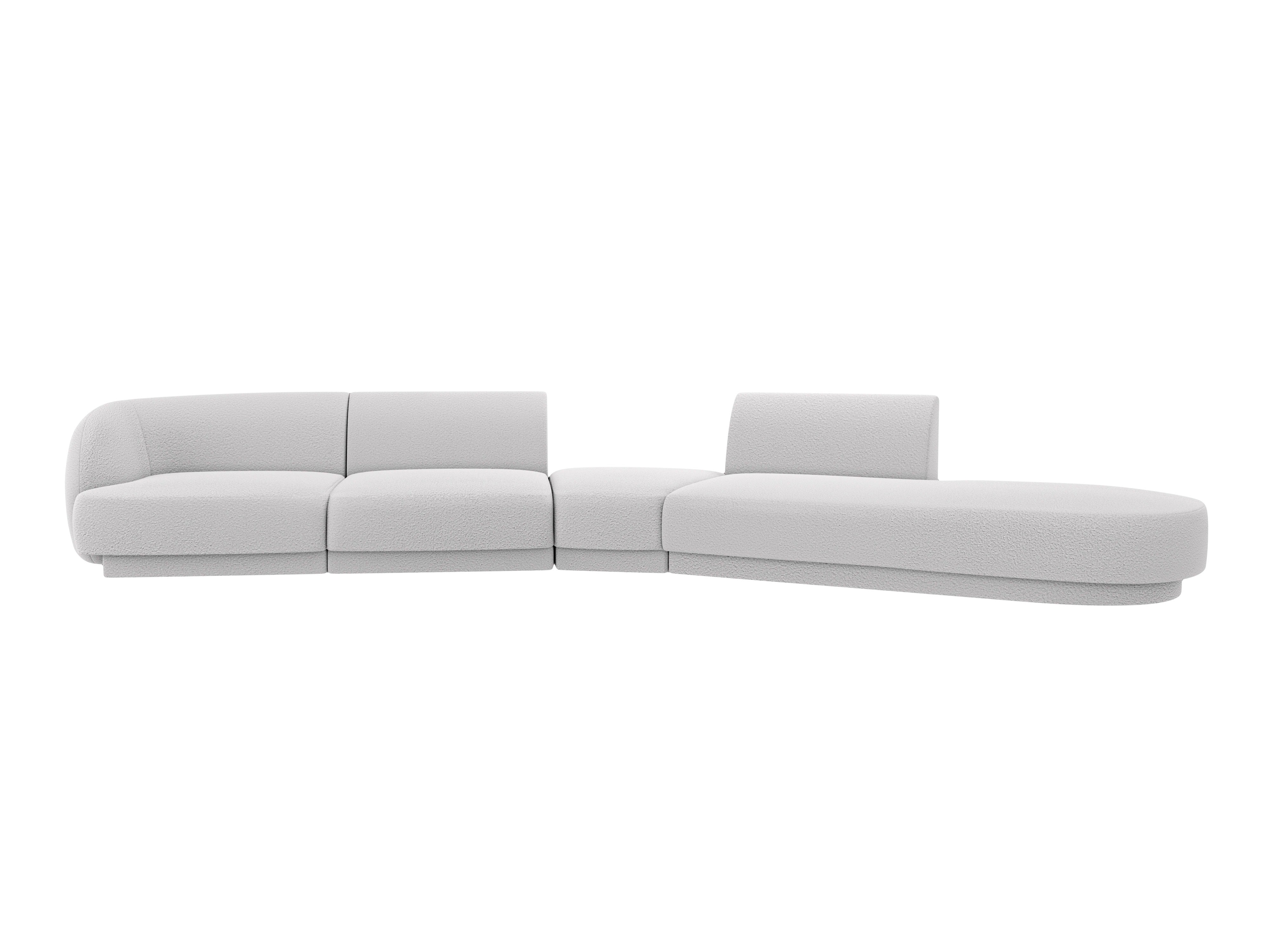 Right-facing modular corner sofa for 7 people MILEY light gray boucle