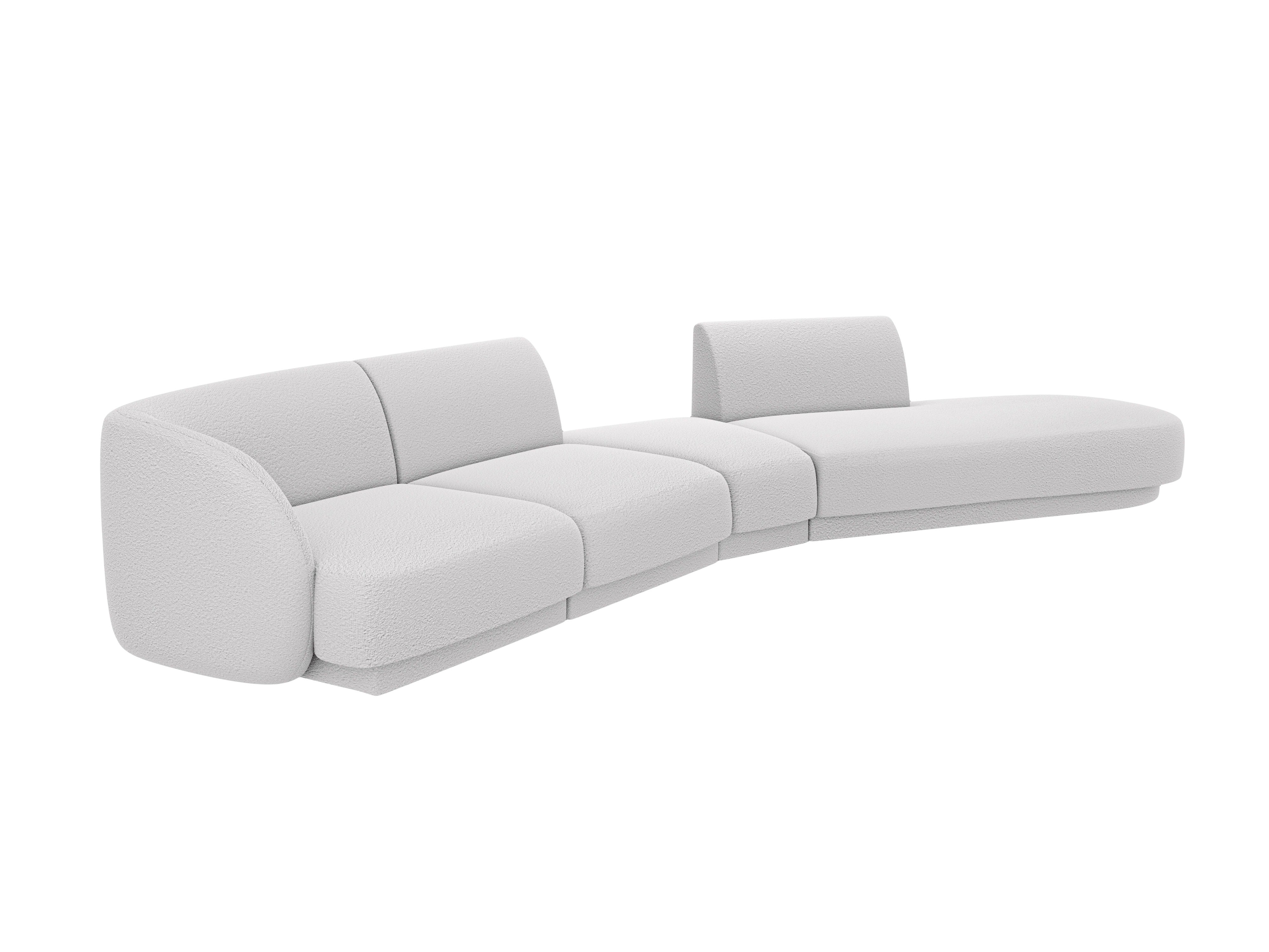 Right-facing modular corner sofa for 7 people MILEY light gray boucle