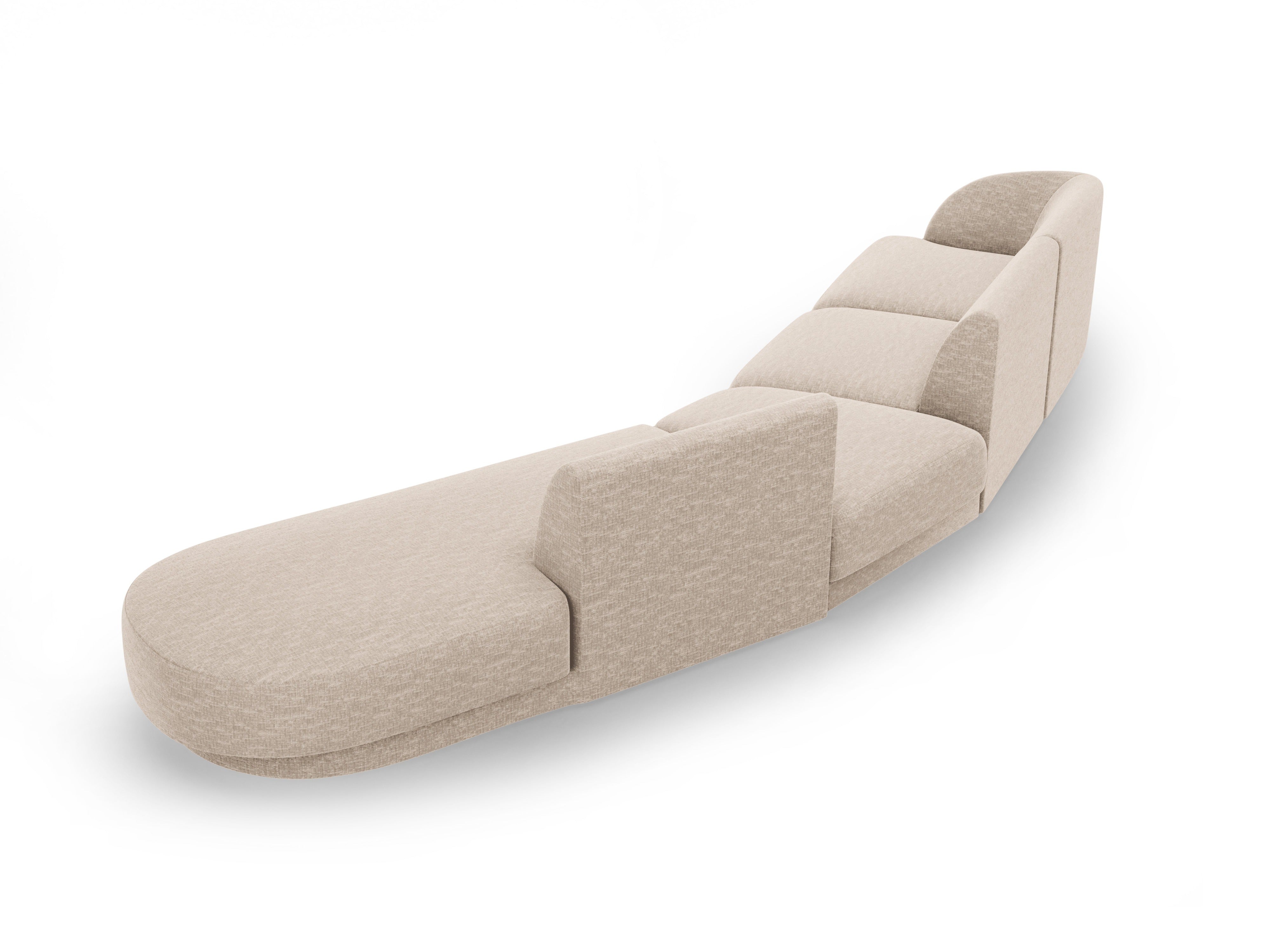 Rechthoekige modulaire hoekbank voor 7 personen MILEY beige chenille
