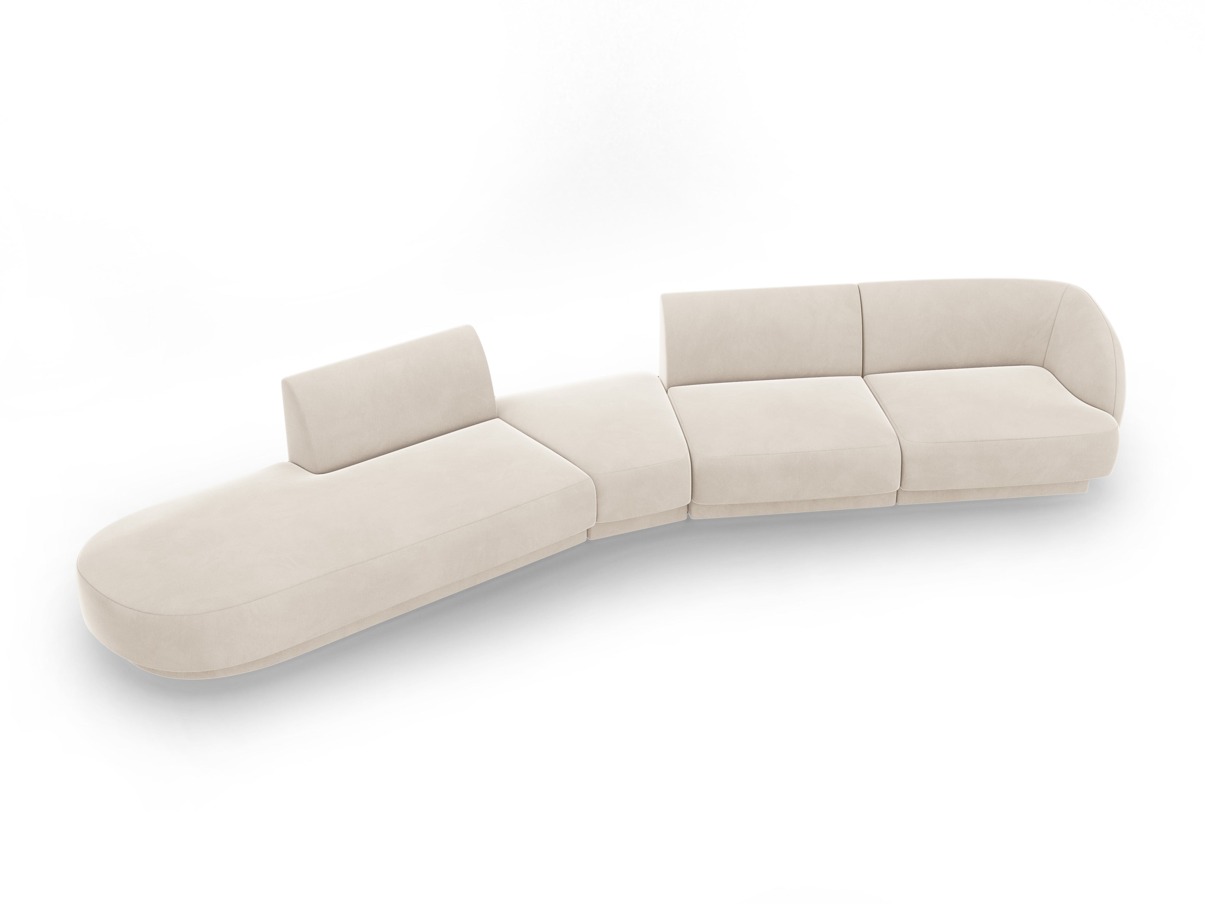 Modulares Samt-Ecksofa linksseitig für 7 Personen MILEY hellbeige