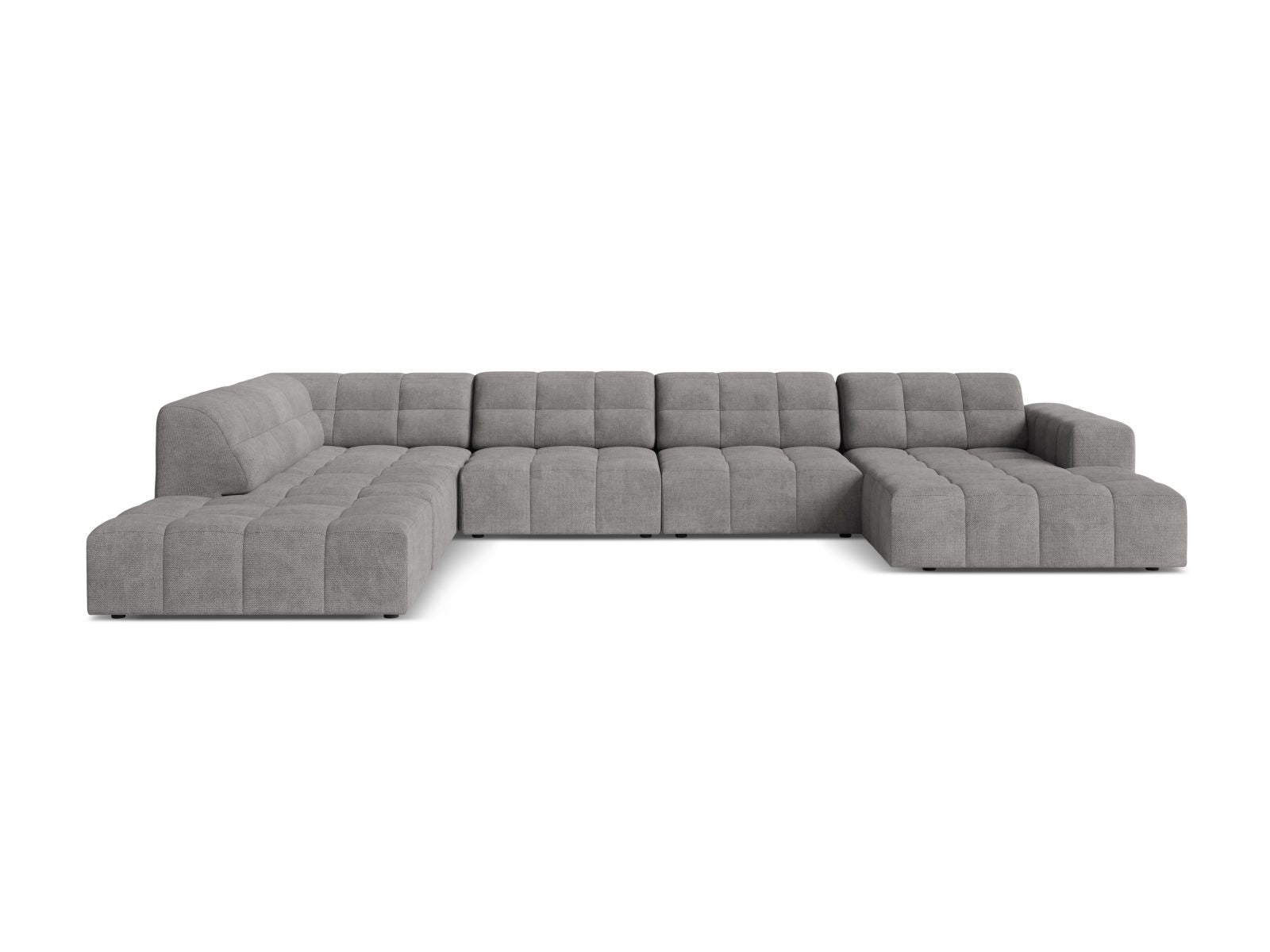 Narożnik panoramiczny lewostronny 7-osobowy JENNIFER jasnoszary szenil – Micadoni