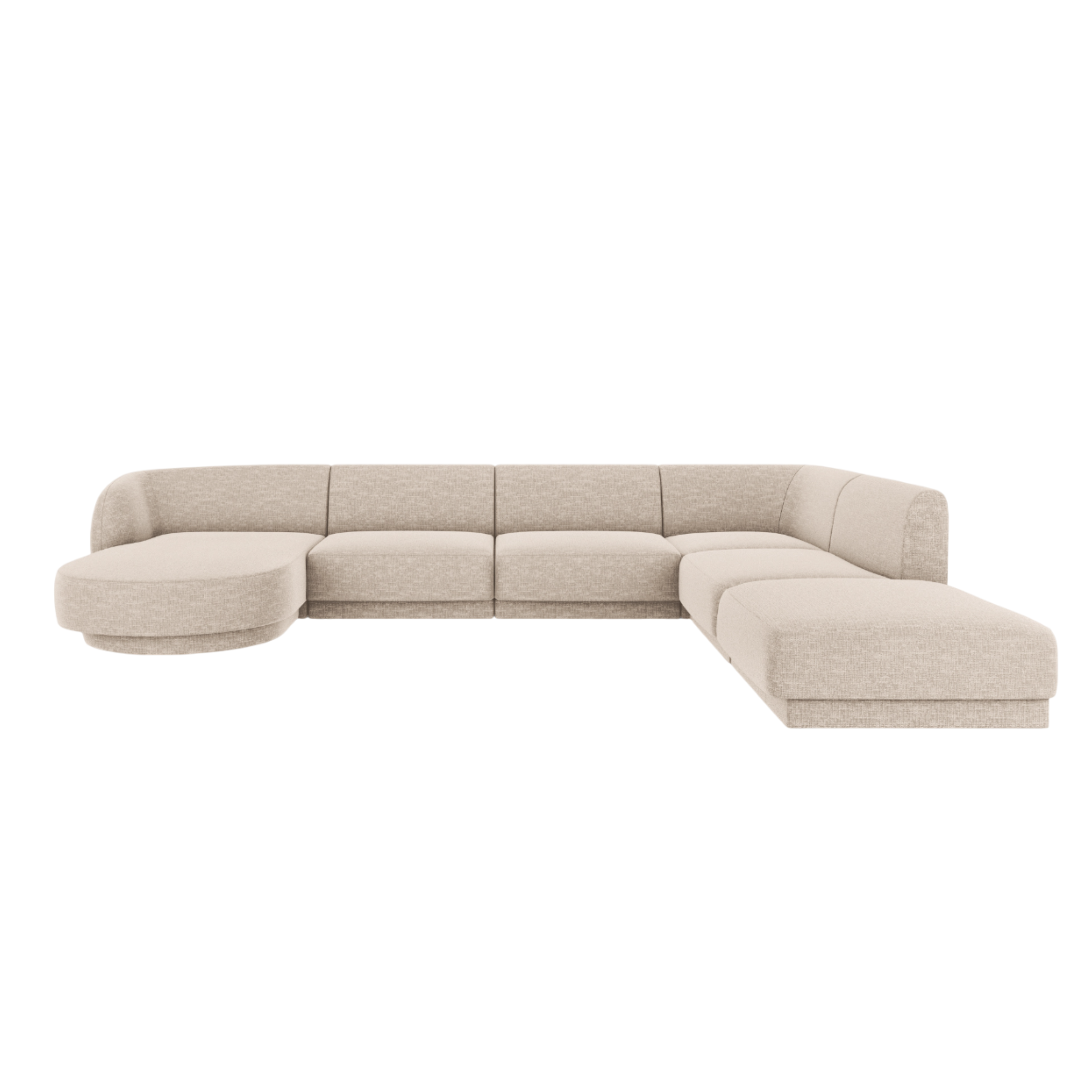 Rechthoekige U-bank rechts MILEY beige chenille
