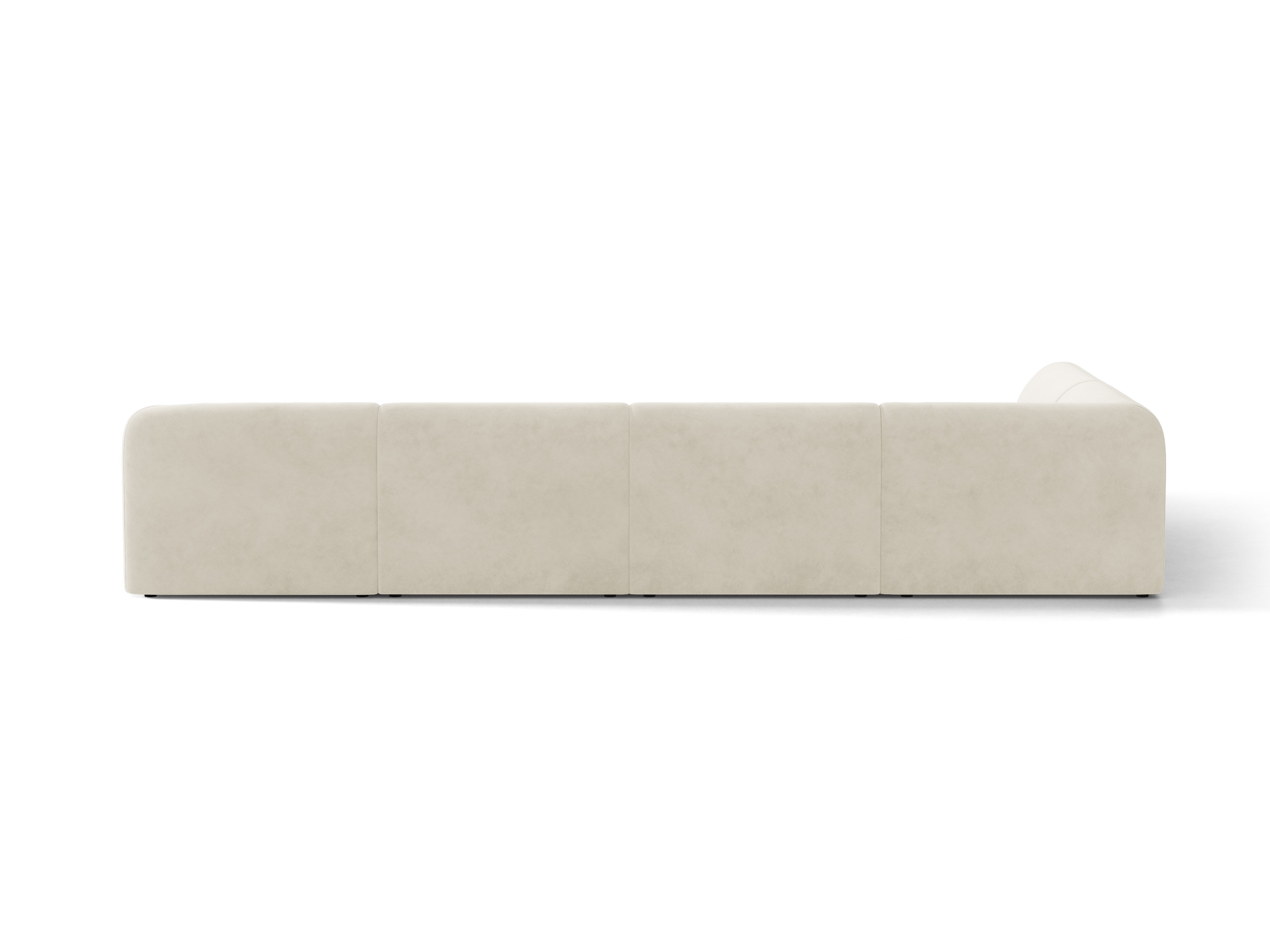 Beige U-vormige fluwelen hoekbank voor 6 personen links MILEY