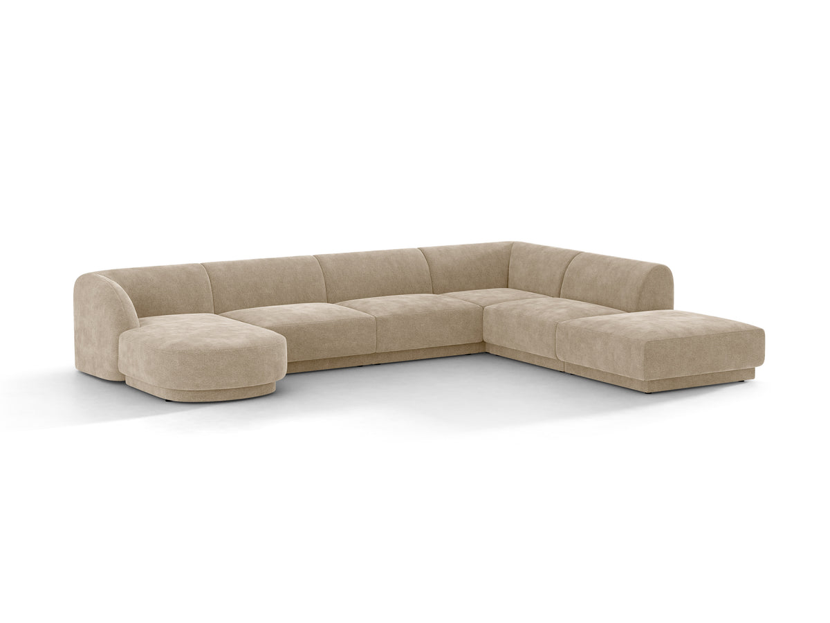 Narożnik w kształcie U prawostronny MILEY beżowy szenil – sofa narożna