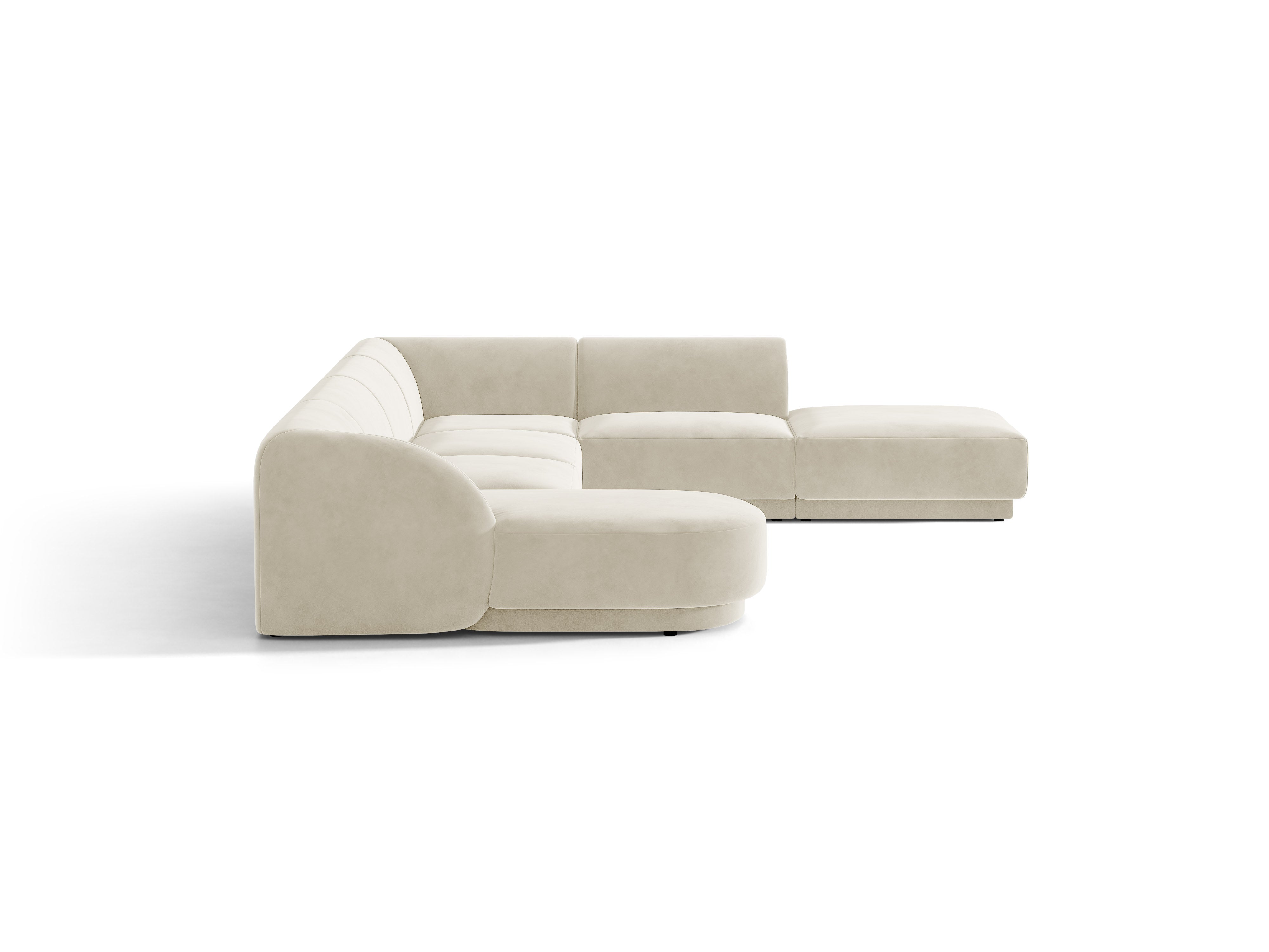Beige U-vormige fluwelen hoekbank voor 6 personen rechts MILEY