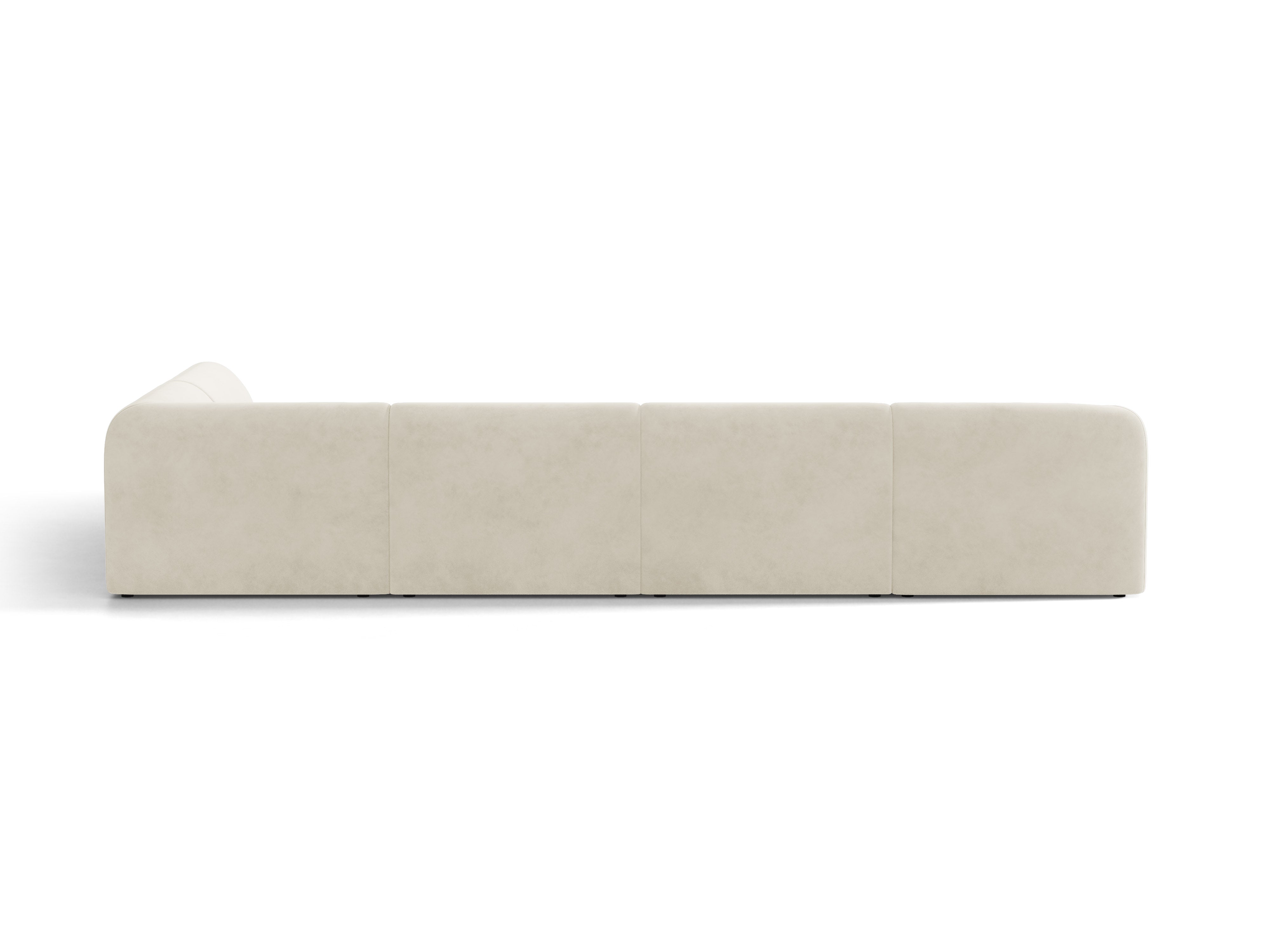 Beige U-vormige fluwelen hoekbank voor 6 personen rechts MILEY