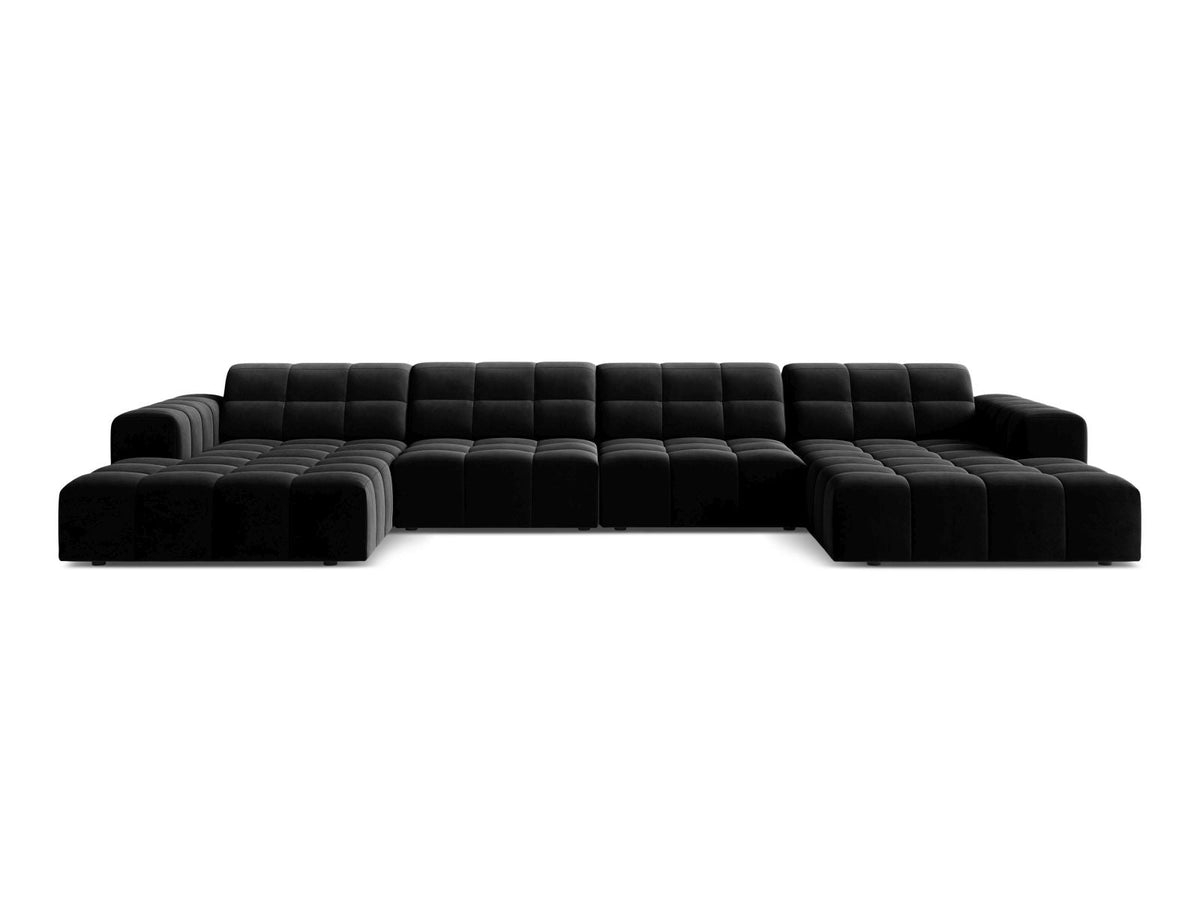 Sofa aksamitna panoramiczna 6-osobowa JENNIFER czarny Venus – Micadoni