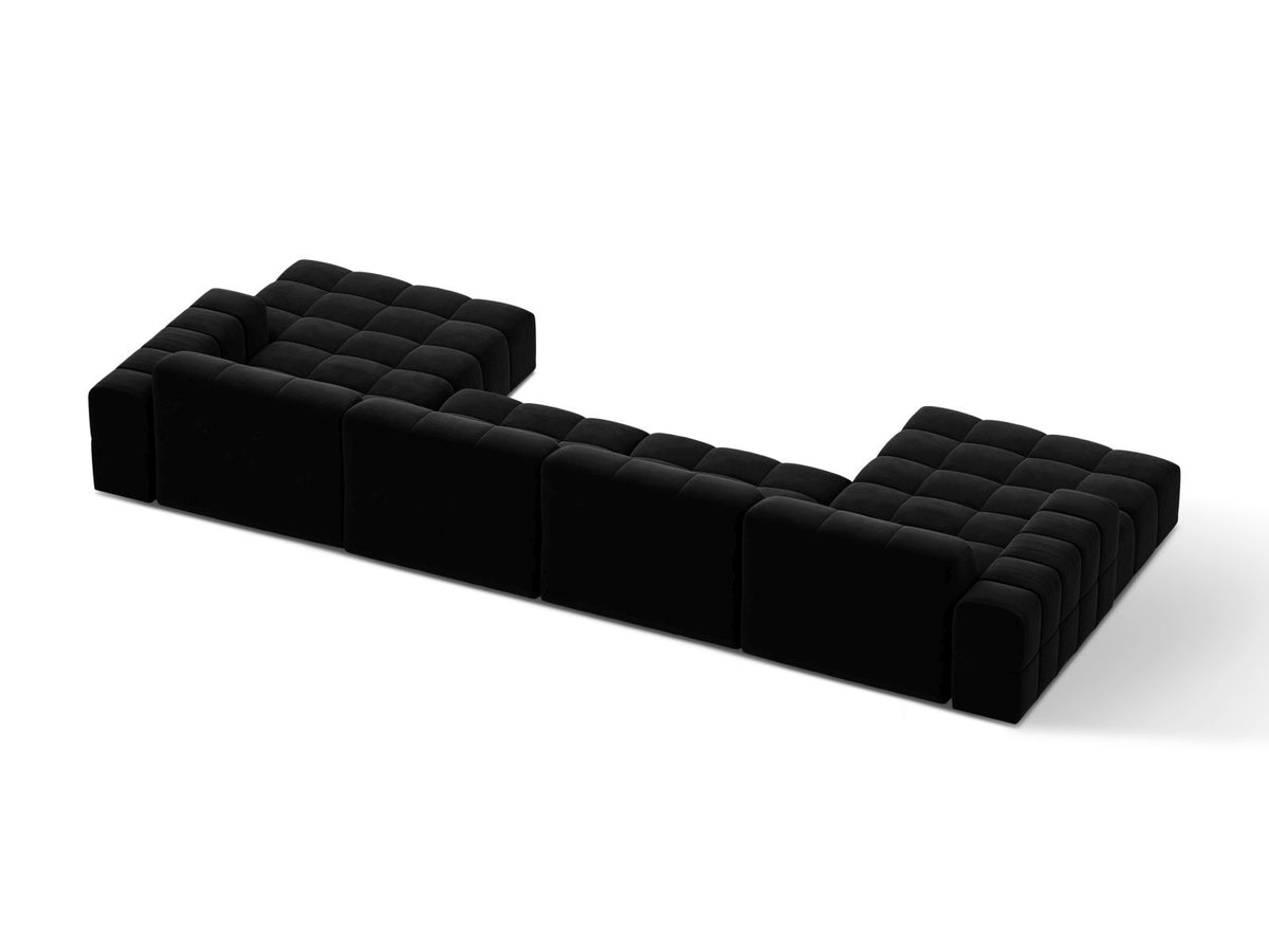 Sofa aksamitna panoramiczna 6-osobowa JENNIFER czarny Venus – ujęcie tylne