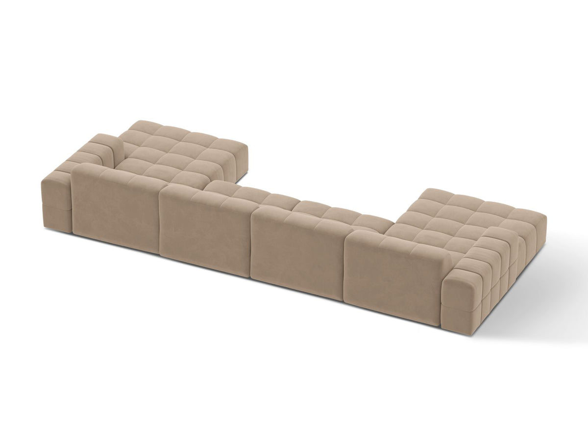 Sofa aksamitna panoramiczna 6-osobowa JENNIFER beżowy Venus – ujęcie tylne