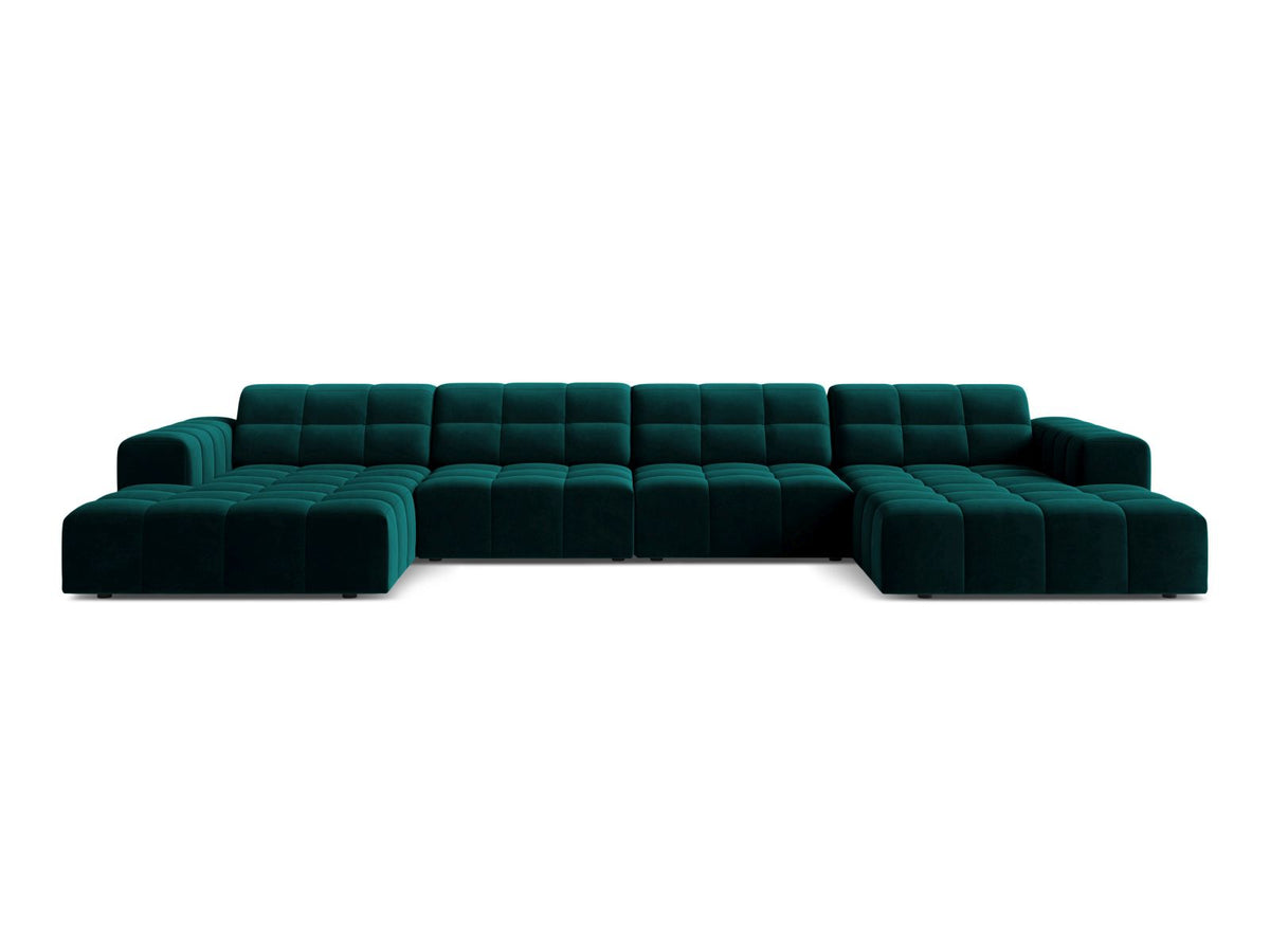 Sofa aksamitna panoramiczna 6-osobowa JENNIFER ciemny petrol Venus – Micadoni