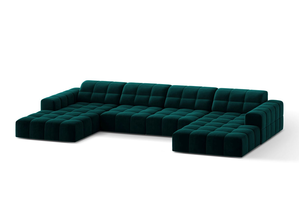 Sofa aksamitna panoramiczna 6-osobowa JENNIFER ciemny petrol Venus – ujęcie boczne