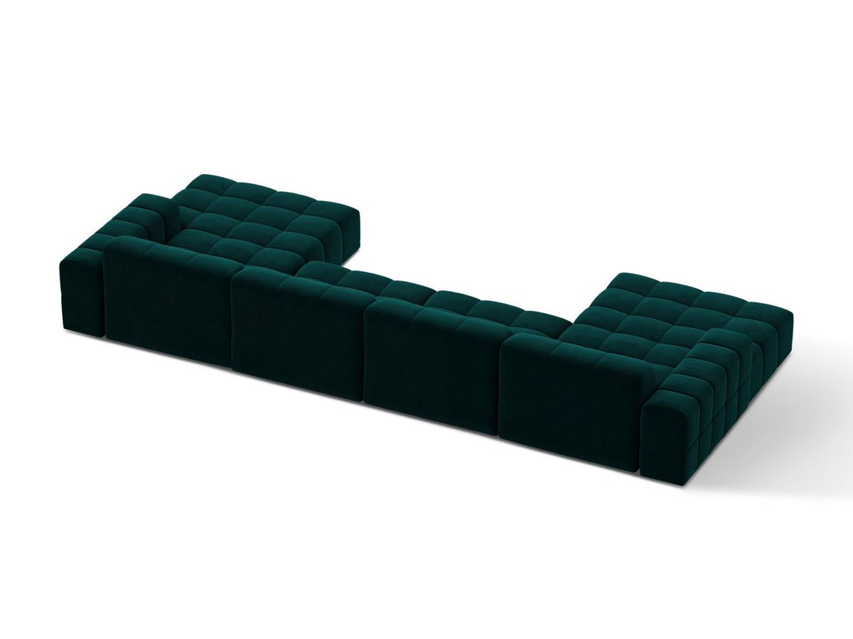 Sofa aksamitna panoramiczna 6-osobowa JENNIFER ciemny petrol Venus – ujęcie tylne