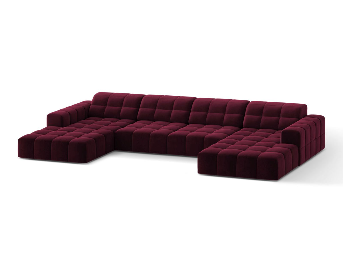 Sofa aksamitna panoramiczna 6-osobowa JENNIFER bordowy Venus – ujęcie boczne