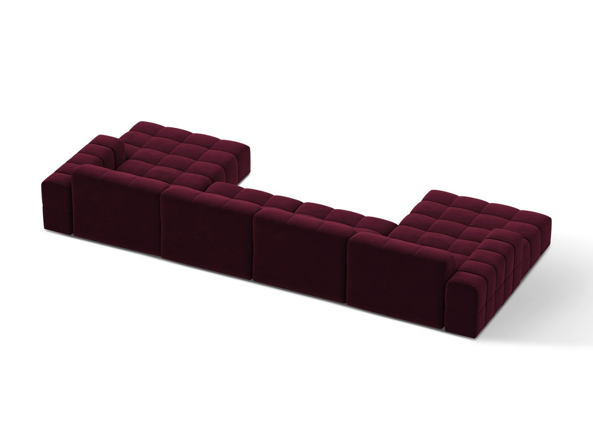 Sofa aksamitna panoramiczna 6-osobowa JENNIFER bordowy Venus – ujęcie tylne