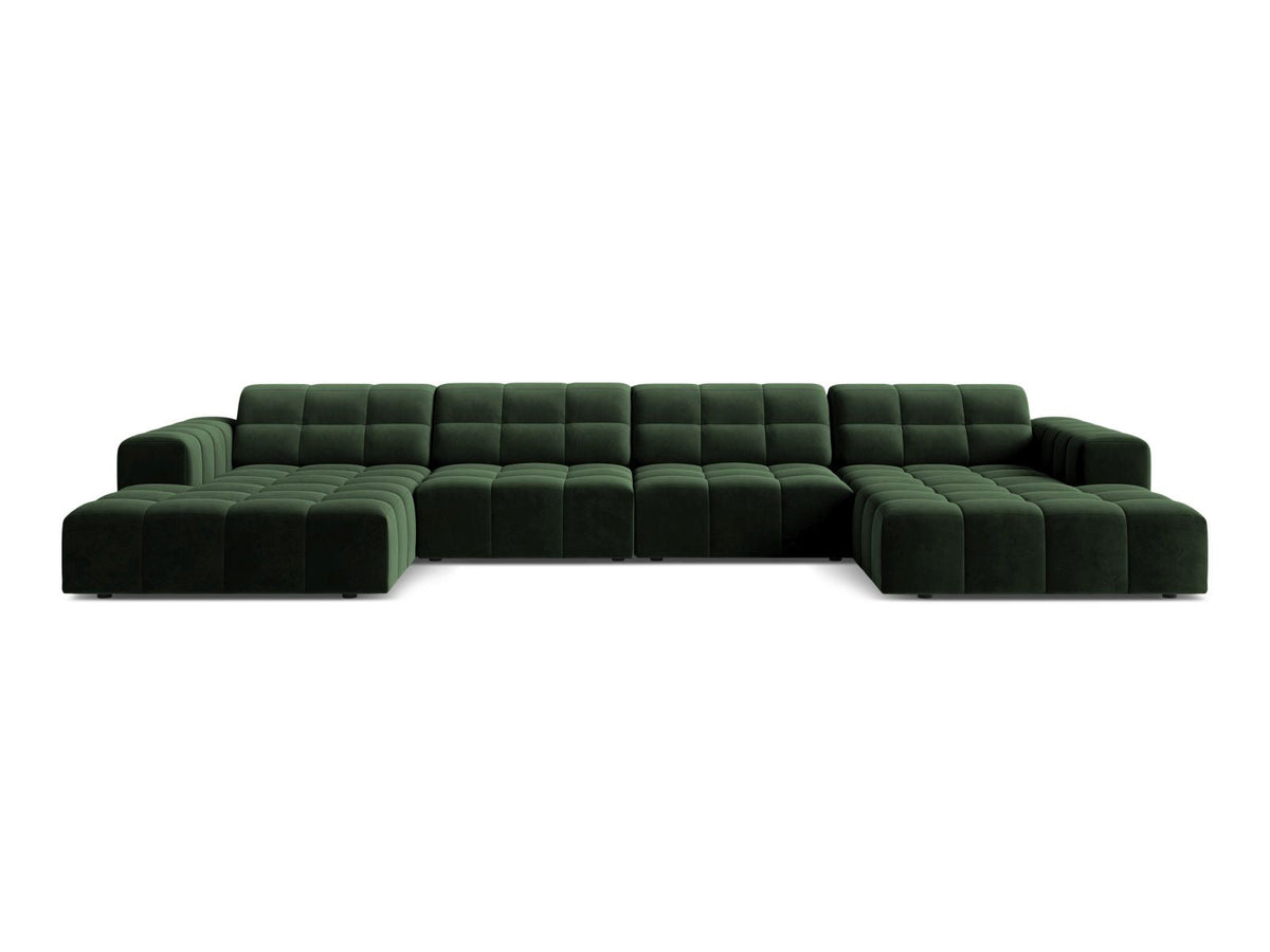 Sofa aksamitna panoramiczna 6-osobowa JENNIFER butelkowa zieleń Venus – Micadoni