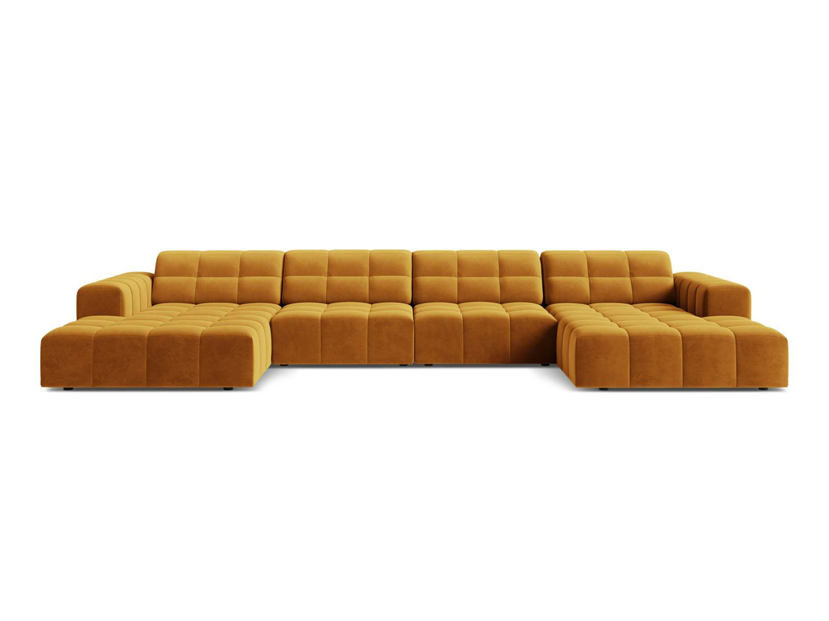 Sofa aksamitna panoramiczna 6-osobowa JENNIFER żółty Venus – Micadoni