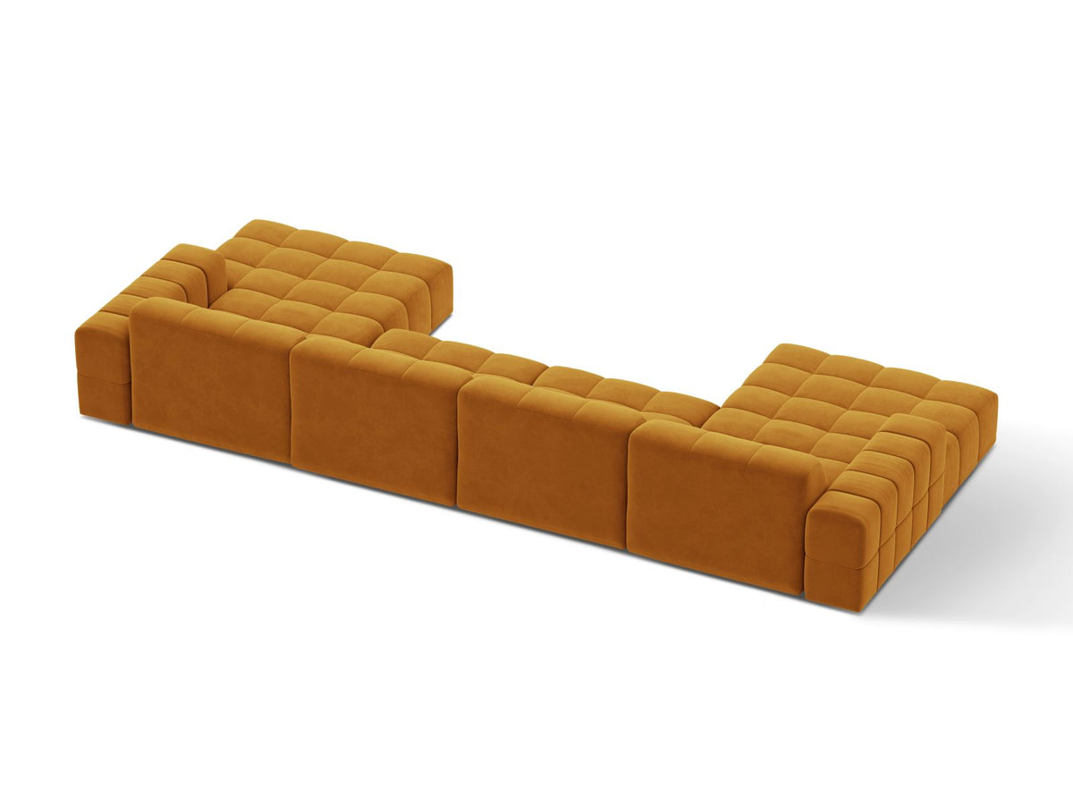 Sofa aksamitna panoramiczna 6-osobowa JENNIFER żółty Venus – ujęcie tylne