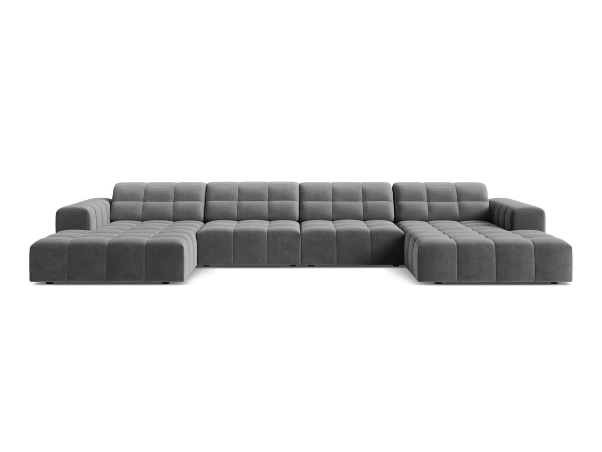 Sofa aksamitna panoramiczna 6-osobowa JENNIFER jasnoszary Venus – Micadoni