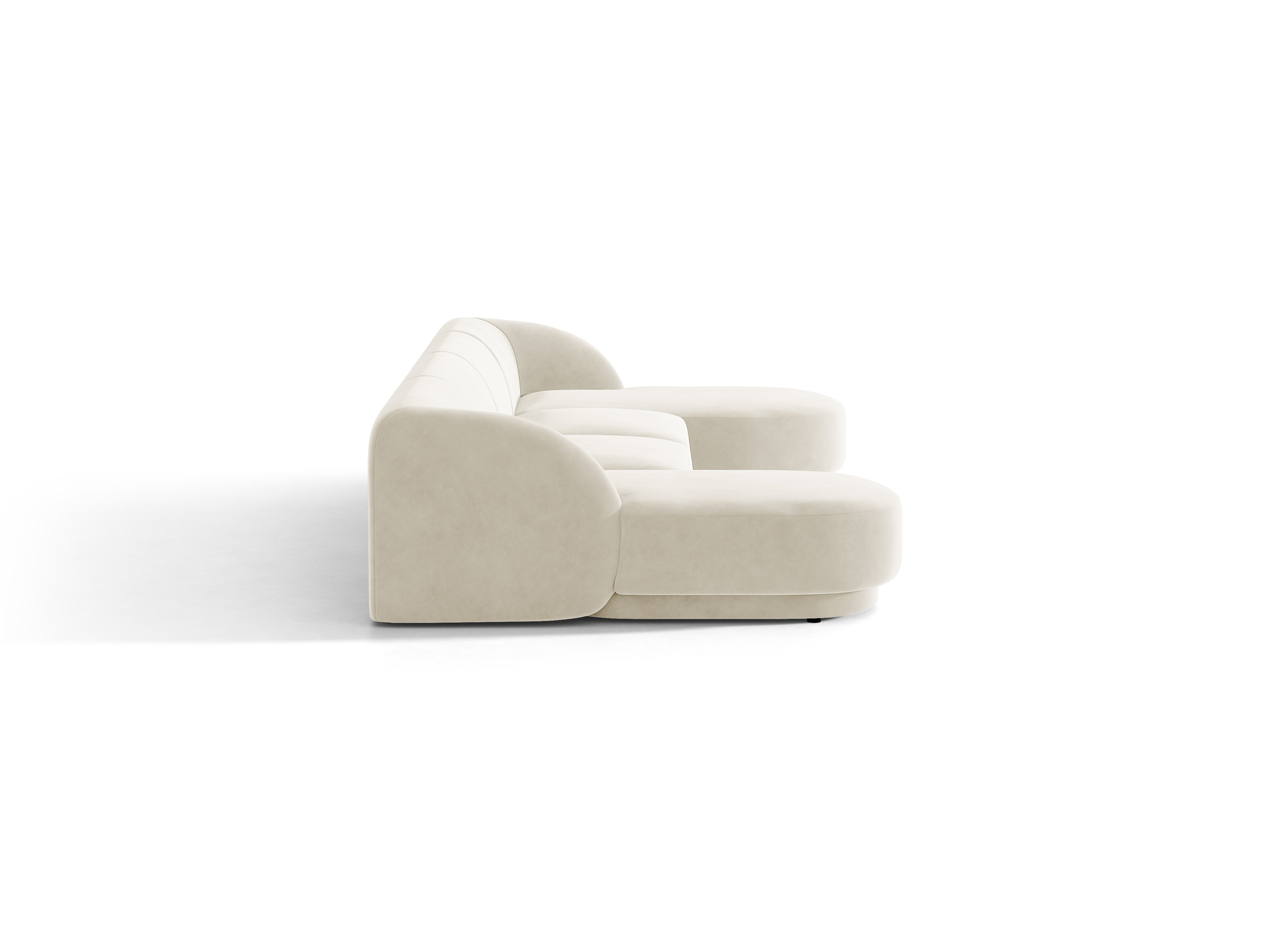Beige panoramische fluwelen hoekbank voor 5 personen MILEY